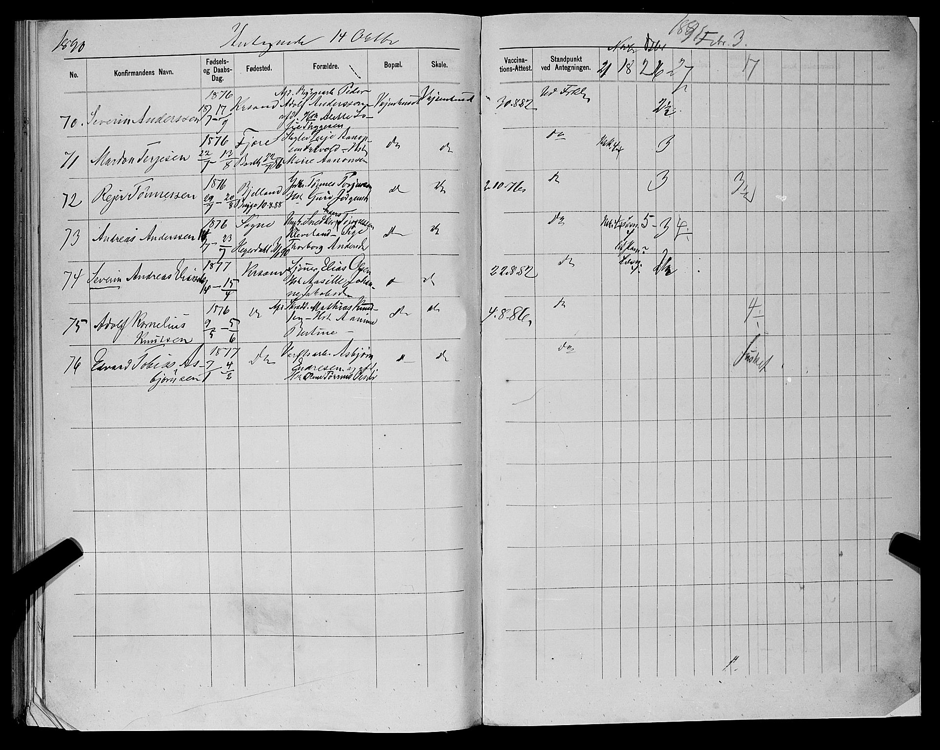 Kristiansand domprosti, SAK/1112-0006/F/Fb/L0015: Parish register (copy) no. B 15, 1881-1890