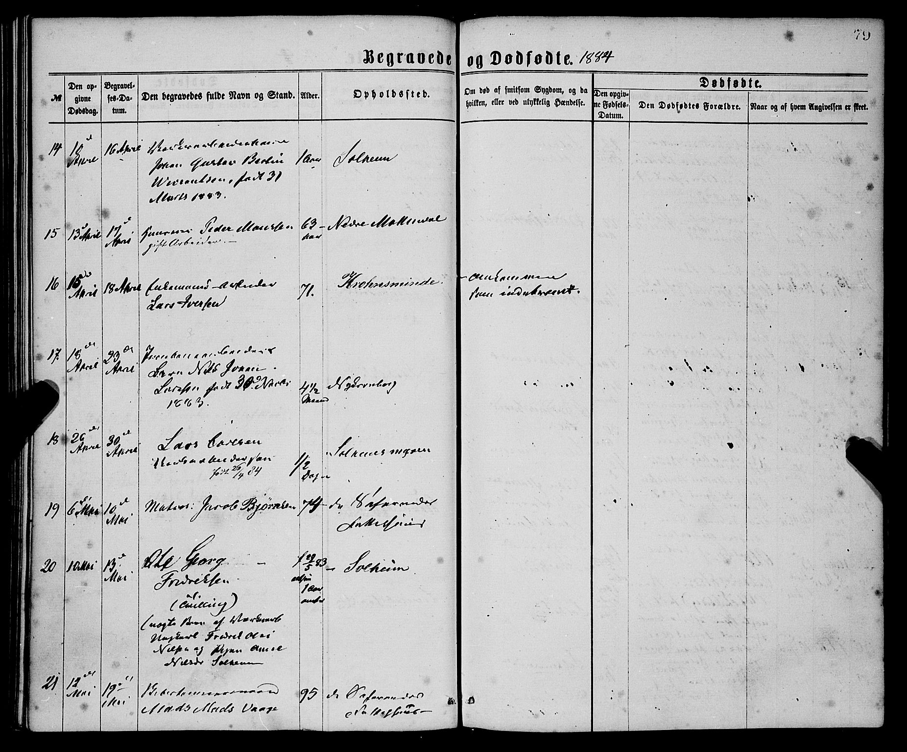 St. Jørgens hospital og Årstad sokneprestembete, AV/SAB-A-99934: Parish register (official) no. A 11, 1864-1886, p. 79