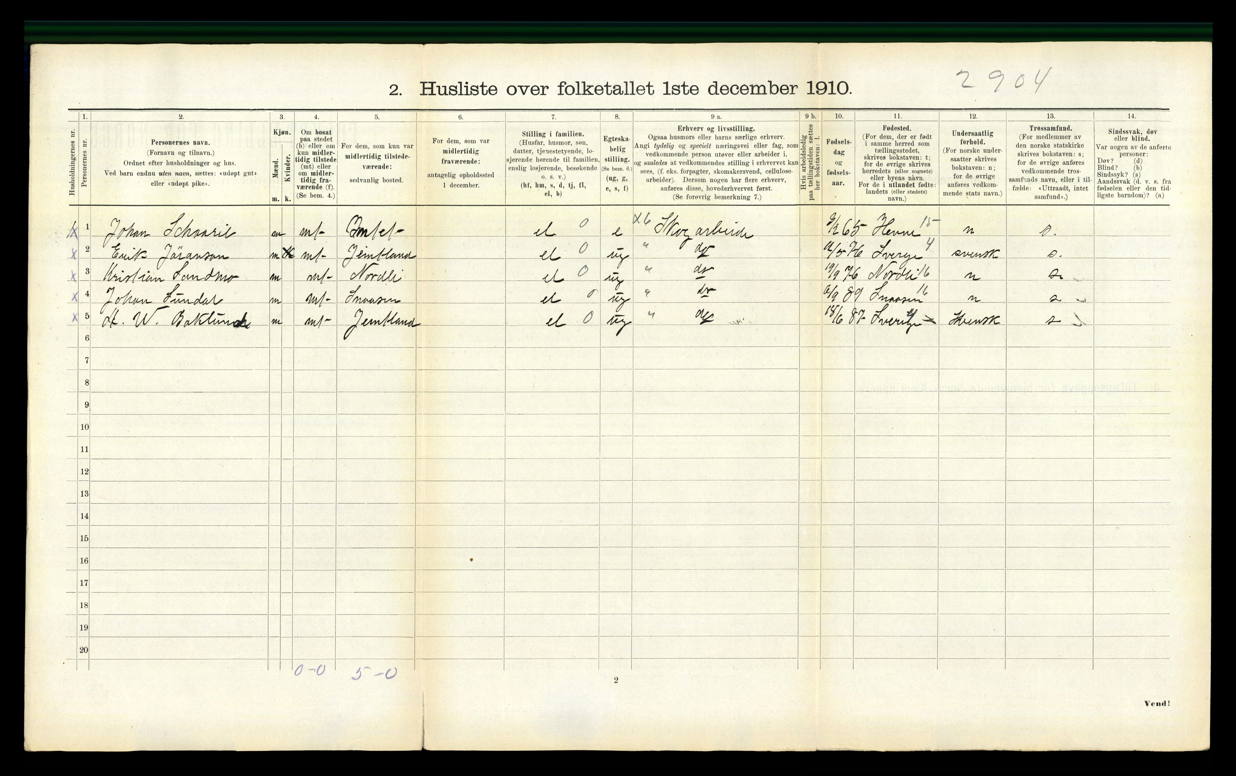 RA, 1910 census for Ogndal, 1910, p. 445