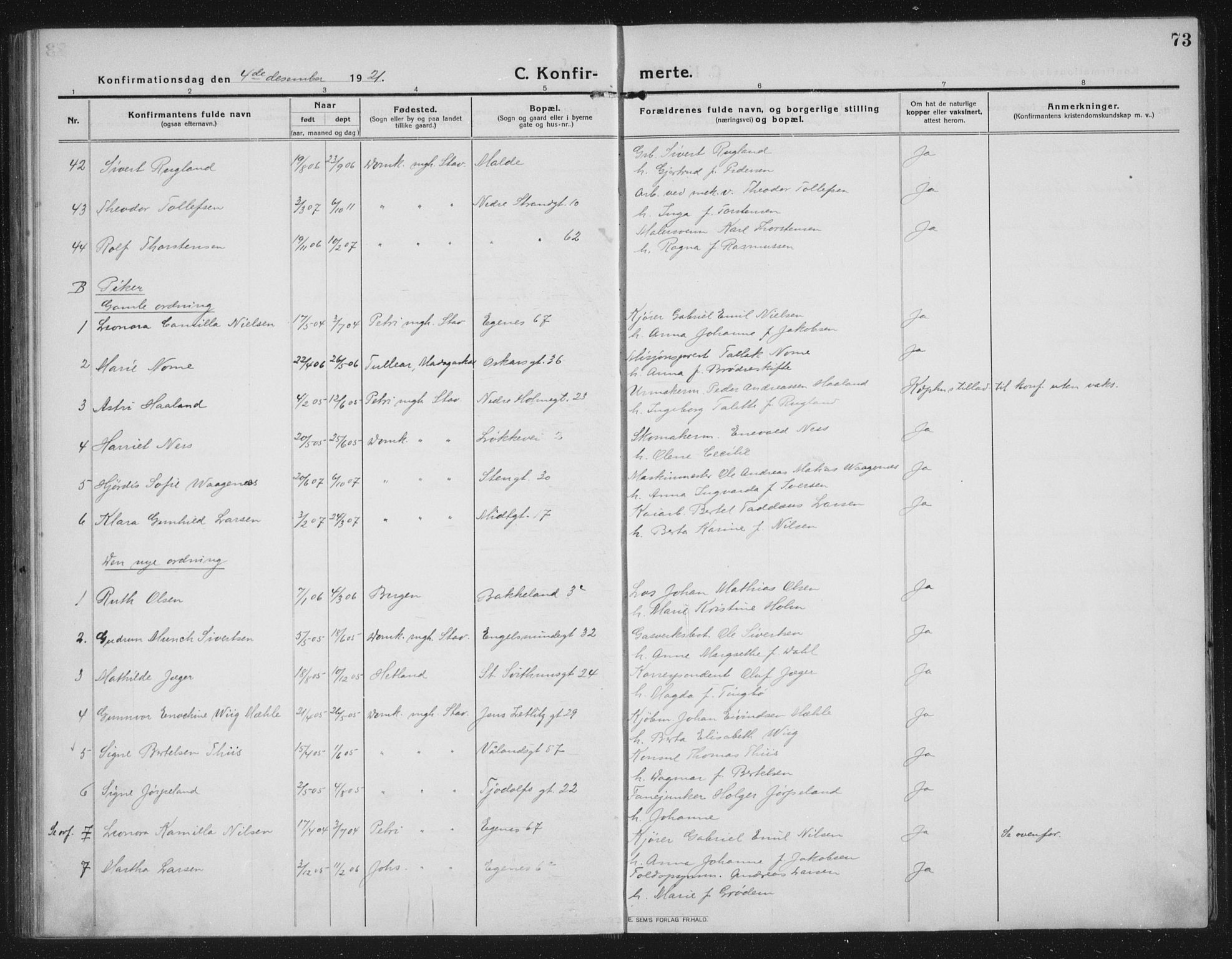 Domkirken sokneprestkontor, SAST/A-101812/002/A/L0019: Parish register (official) no. A 35, 1916-1932, p. 73