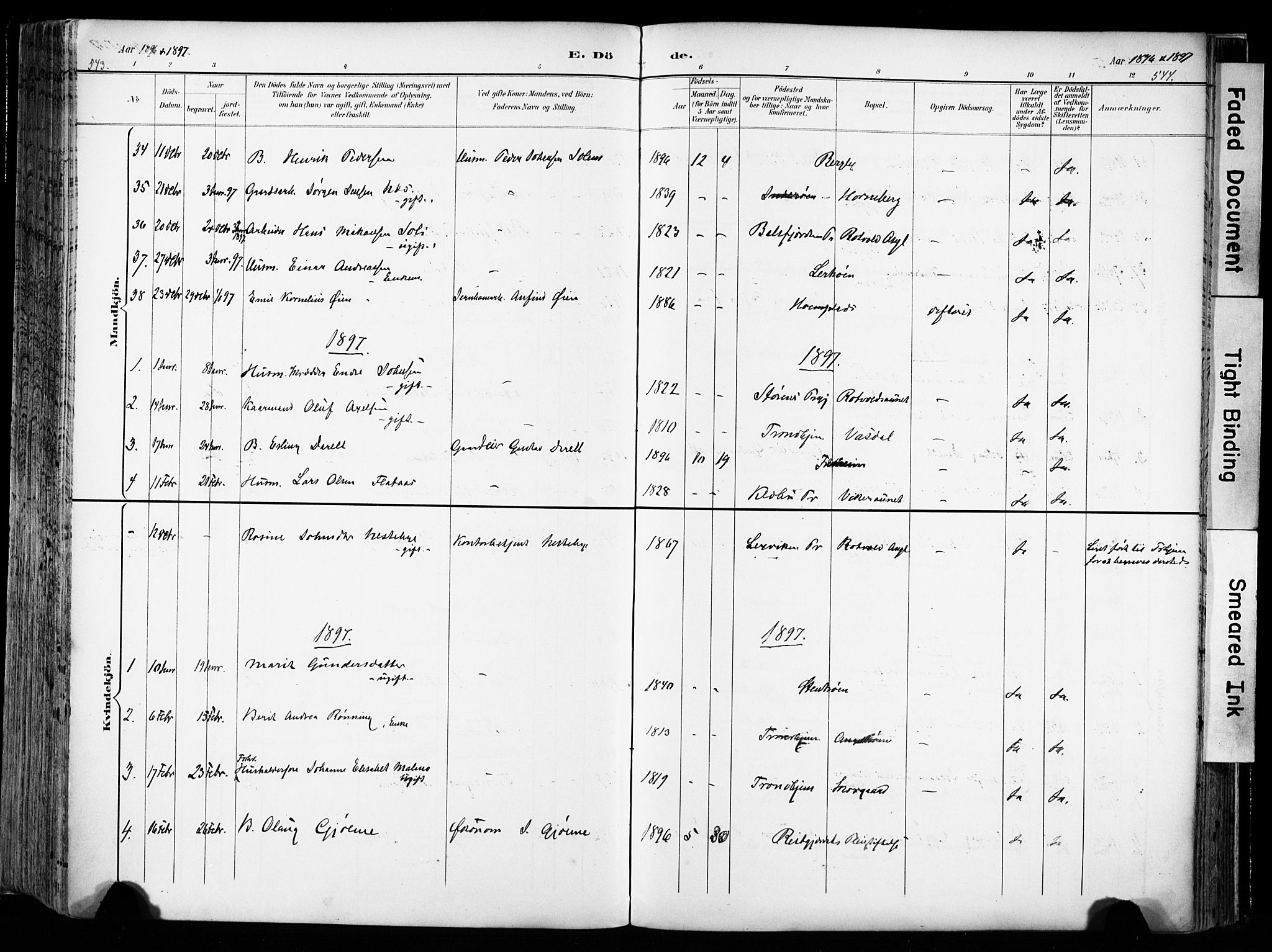 Ministerialprotokoller, klokkerbøker og fødselsregistre - Sør-Trøndelag, SAT/A-1456/606/L0301: Parish register (official) no. 606A16, 1894-1907, p. 543-544