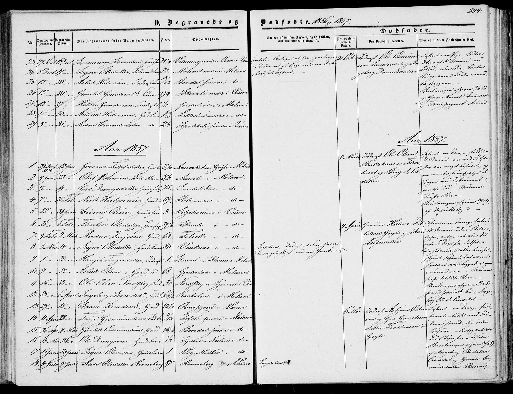 Fyresdal kirkebøker, SAKO/A-263/F/Fa/L0005: Parish register (official) no. I 5, 1855-1871, p. 244