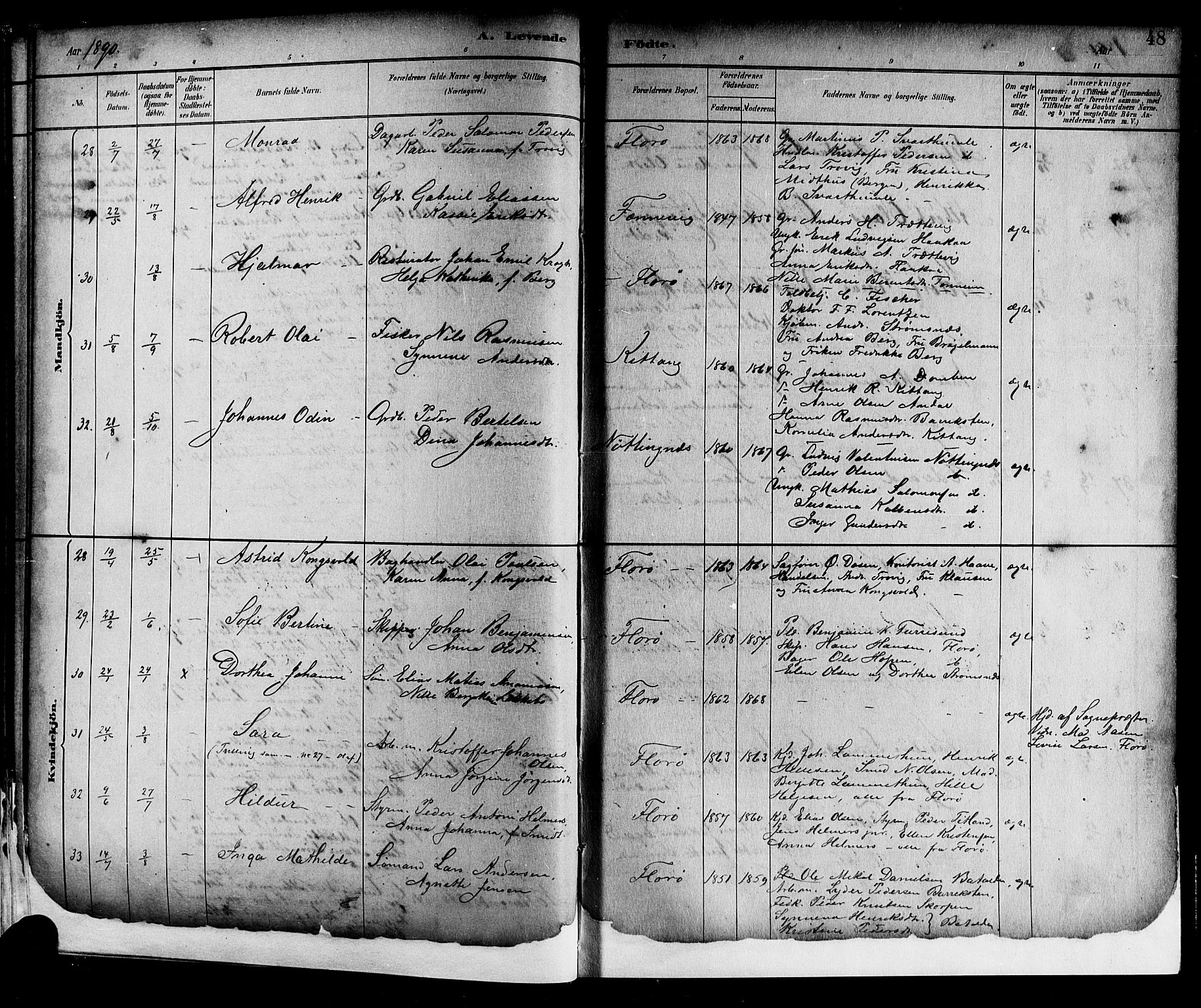Kinn sokneprestembete, AV/SAB-A-80801/H/Hab/Haba/L0002: Parish register (copy) no. A 2, 1882-1906, p. 48