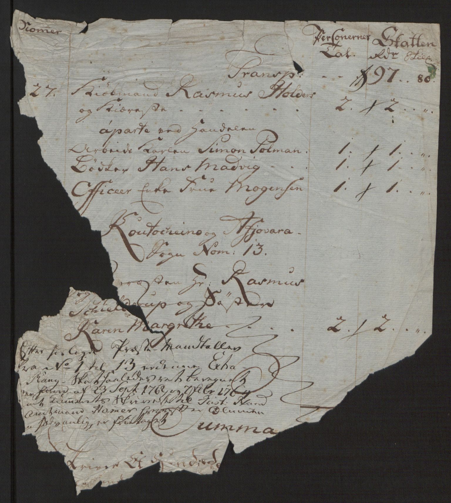 Rentekammeret inntil 1814, Reviderte regnskaper, Fogderegnskap, RA/EA-4092/R69/L4910: Ekstraskatten  Finnmark/Vardøhus, 1762-1772, p. 339