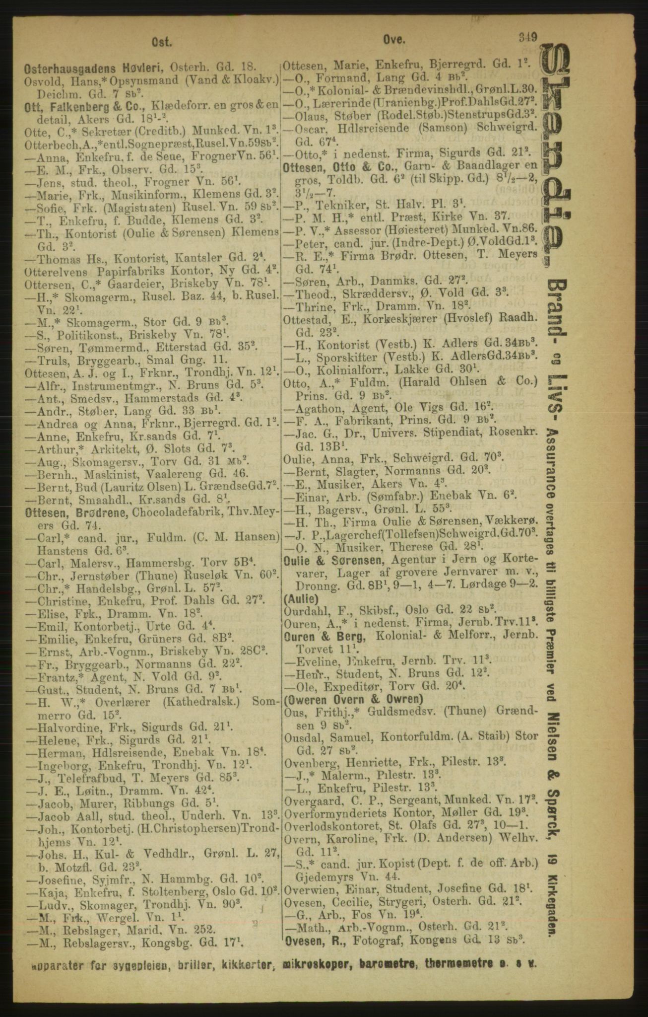 Kristiania/Oslo adressebok, PUBL/-, 1888, p. 349