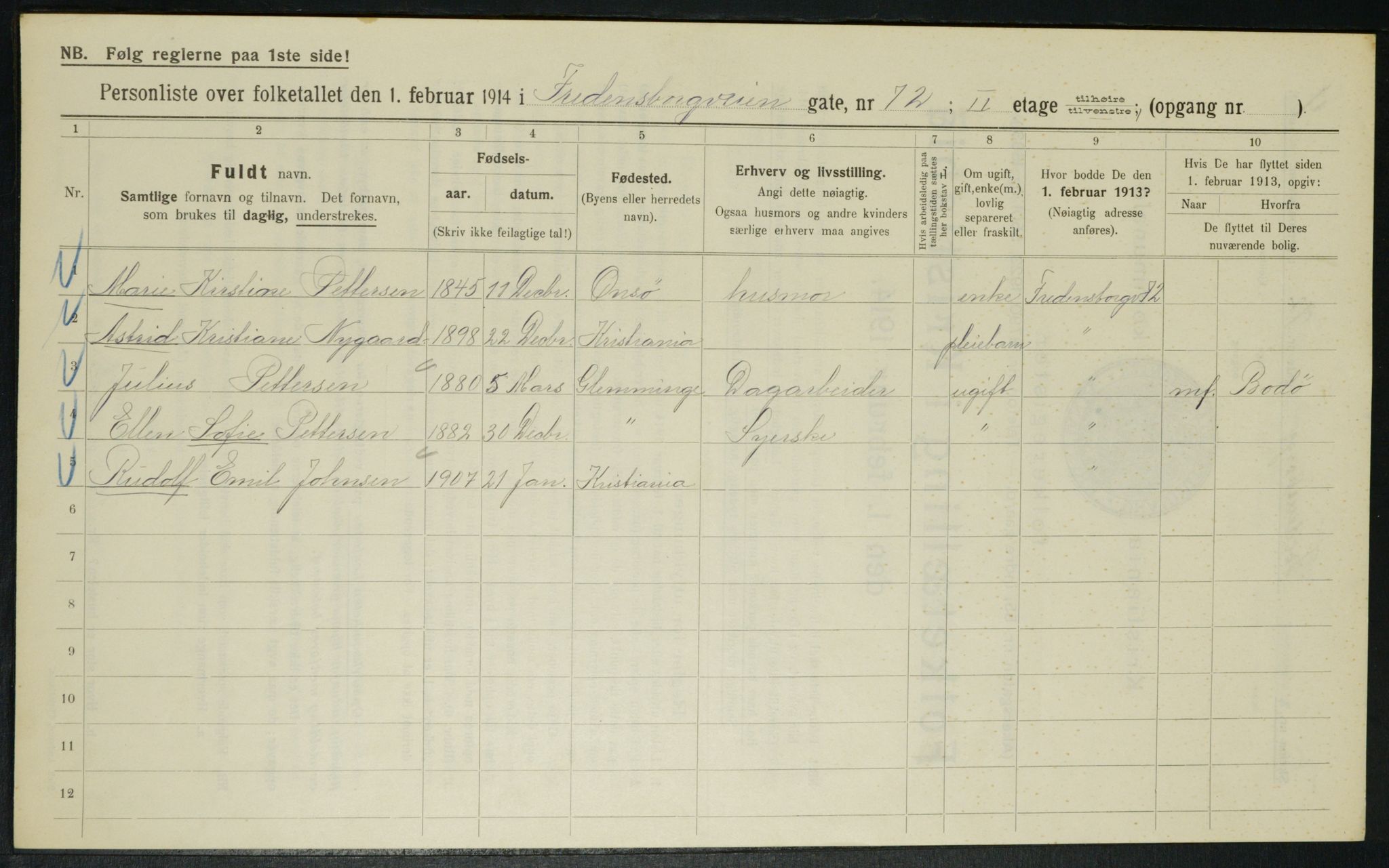 OBA, Municipal Census 1914 for Kristiania, 1914, p. 26662