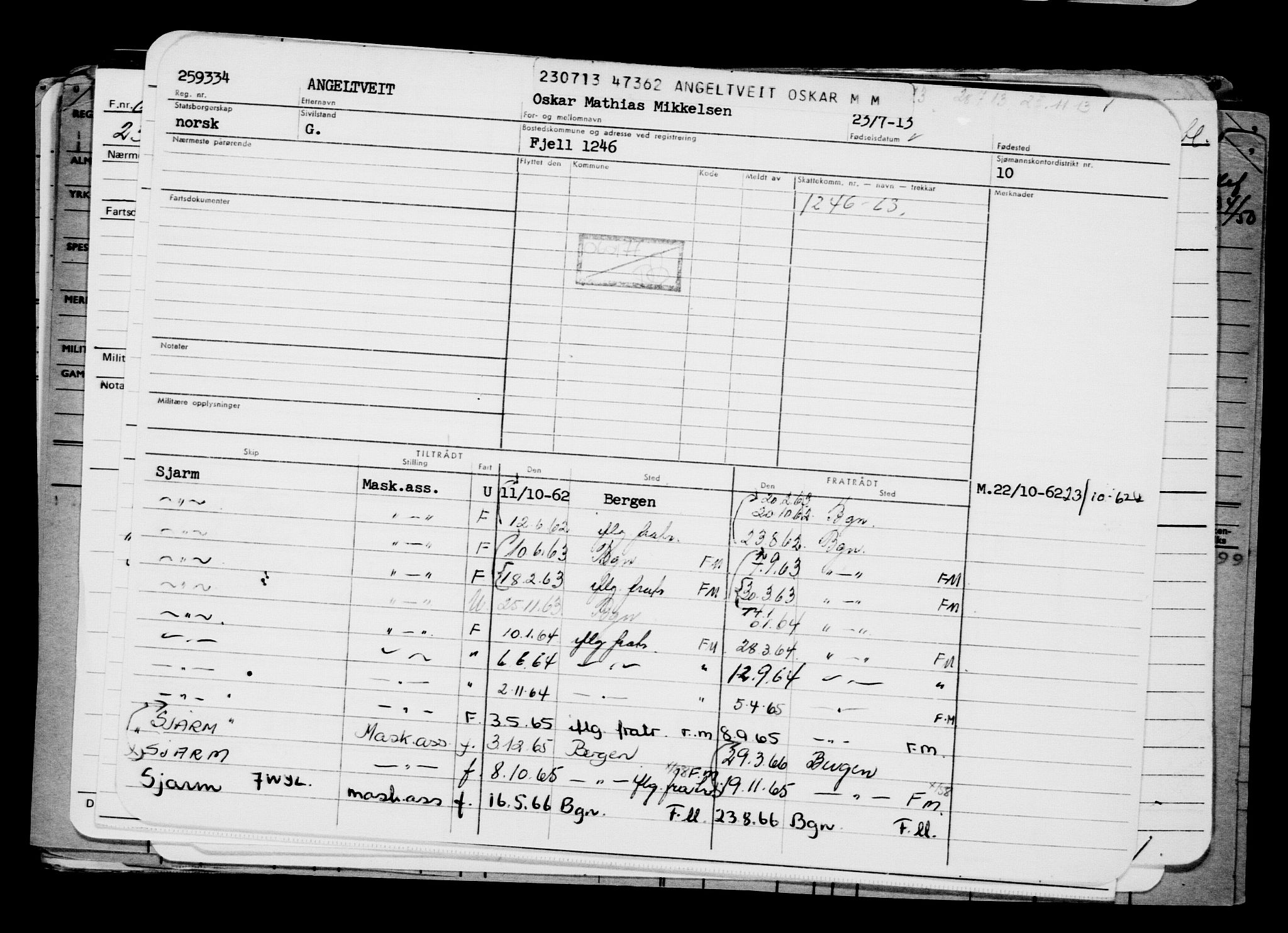 Direktoratet for sjømenn, AV/RA-S-3545/G/Gb/L0114: Hovedkort, 1913, p. 256