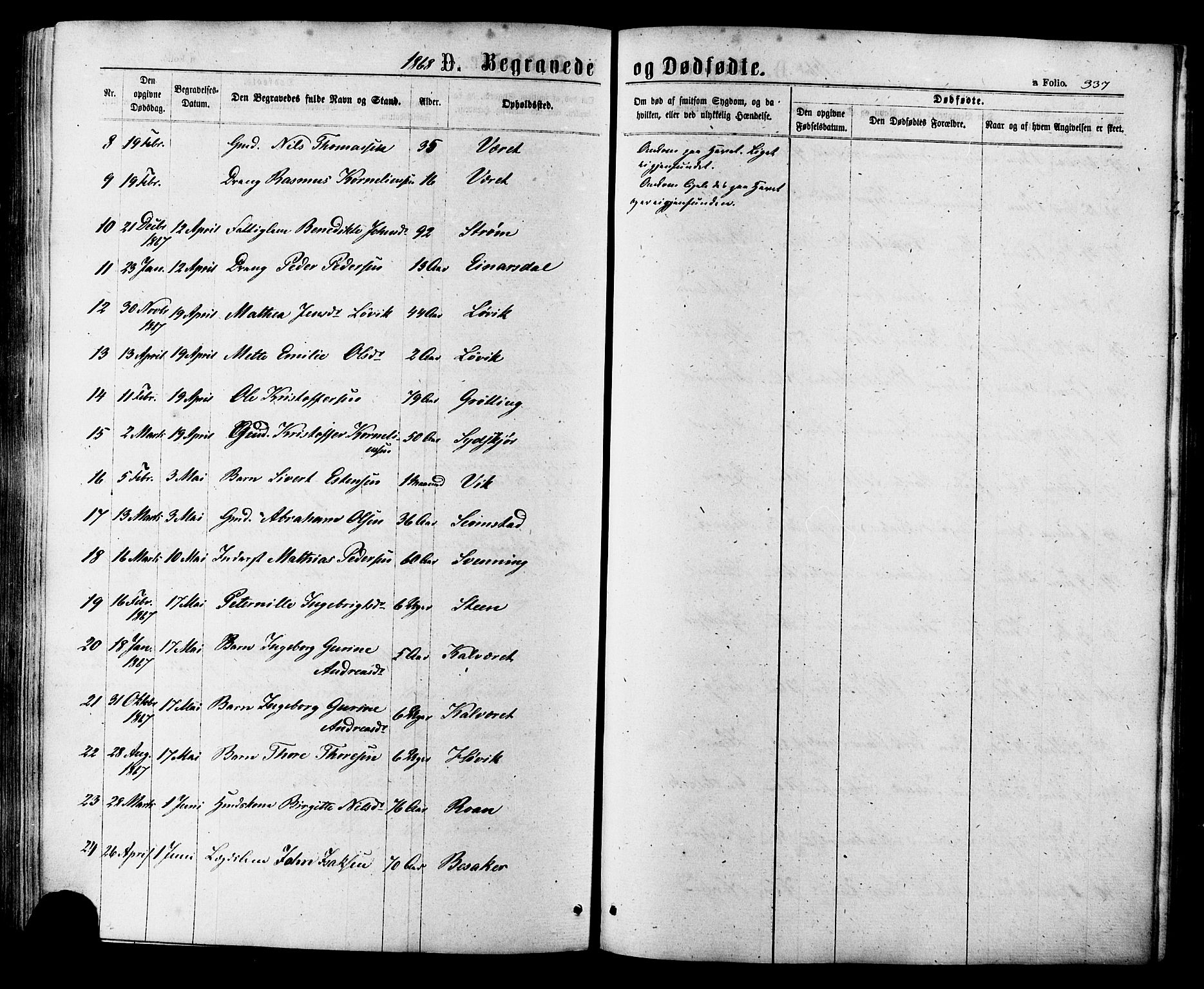 Ministerialprotokoller, klokkerbøker og fødselsregistre - Sør-Trøndelag, AV/SAT-A-1456/657/L0706: Parish register (official) no. 657A07, 1867-1878, p. 337