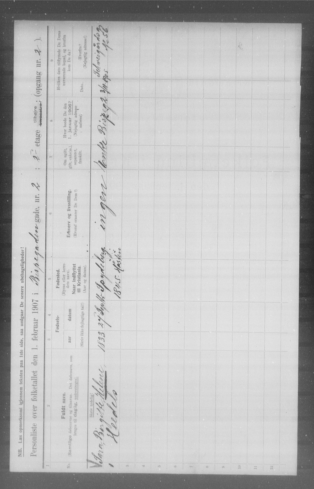 OBA, Municipal Census 1907 for Kristiania, 1907, p. 2719