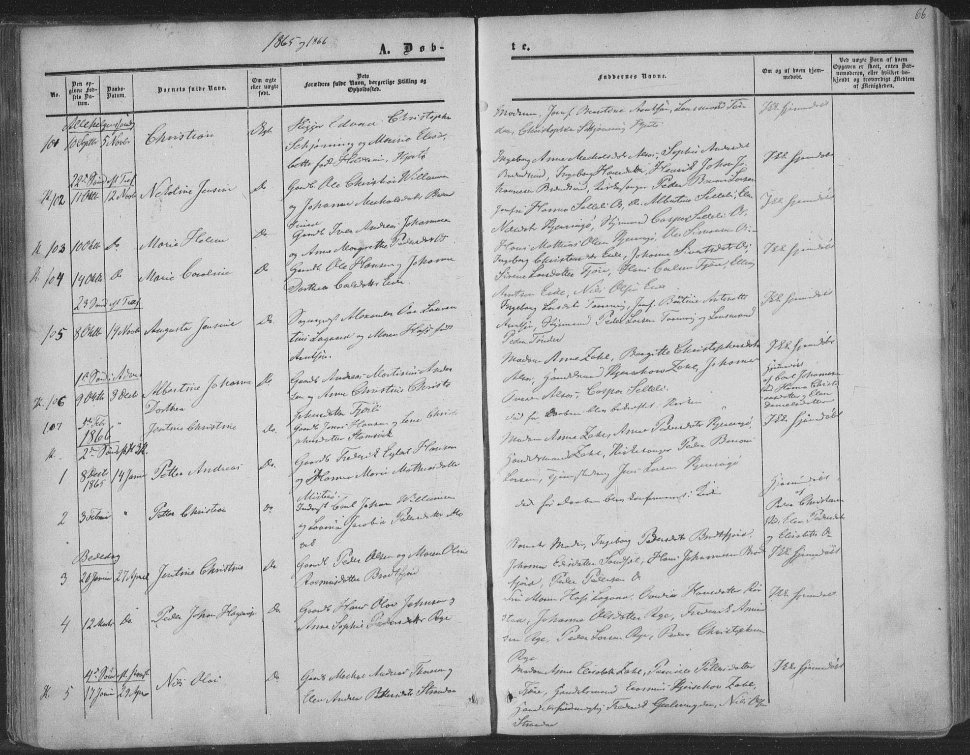 Ministerialprotokoller, klokkerbøker og fødselsregistre - Nordland, AV/SAT-A-1459/853/L0770: Parish register (official) no. 853A09, 1857-1870, p. 66