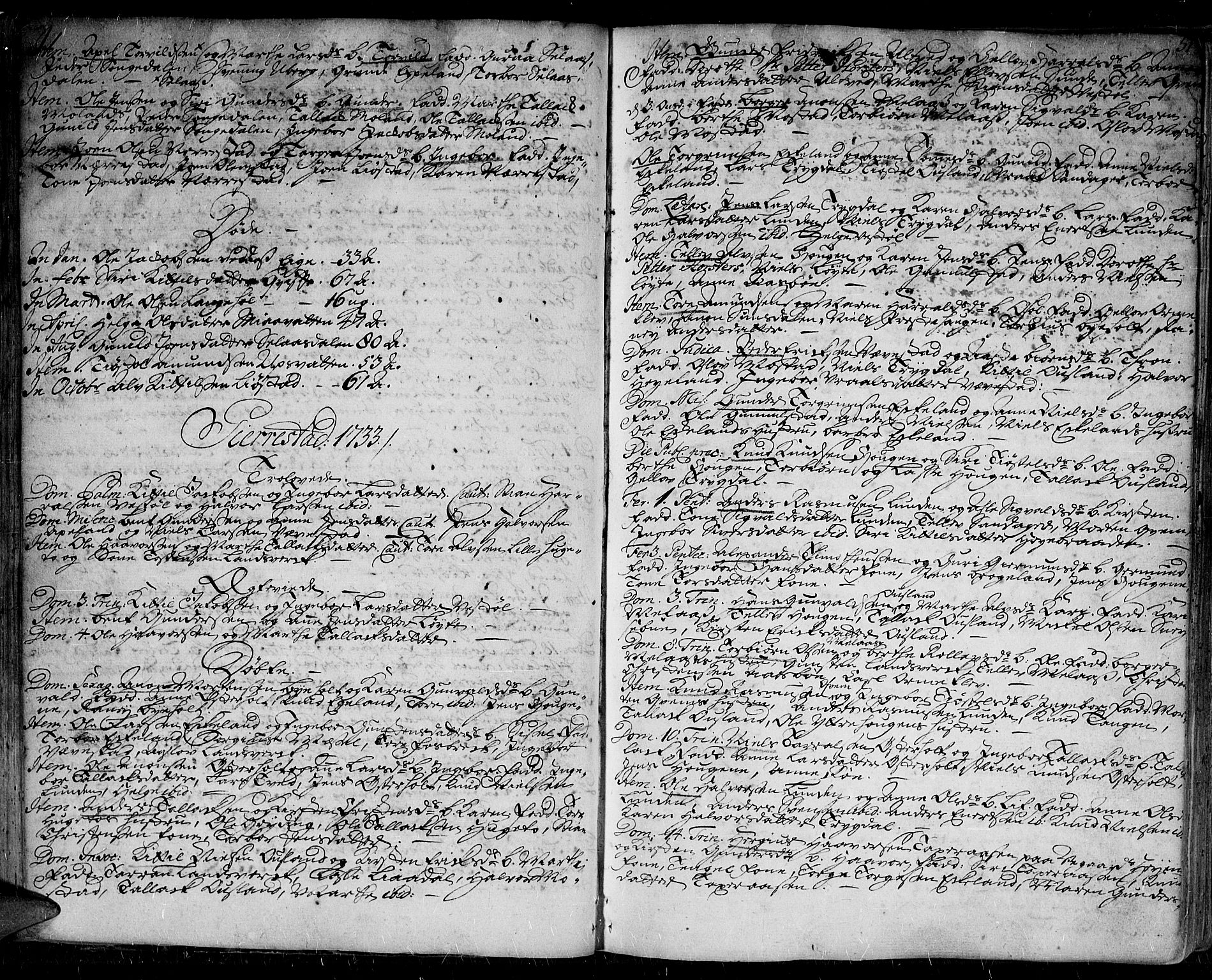 Gjerstad sokneprestkontor, SAK/1111-0014/F/Fa/Faa/L0002: Parish register (official) no. A 2, 1717-1779, p. 51