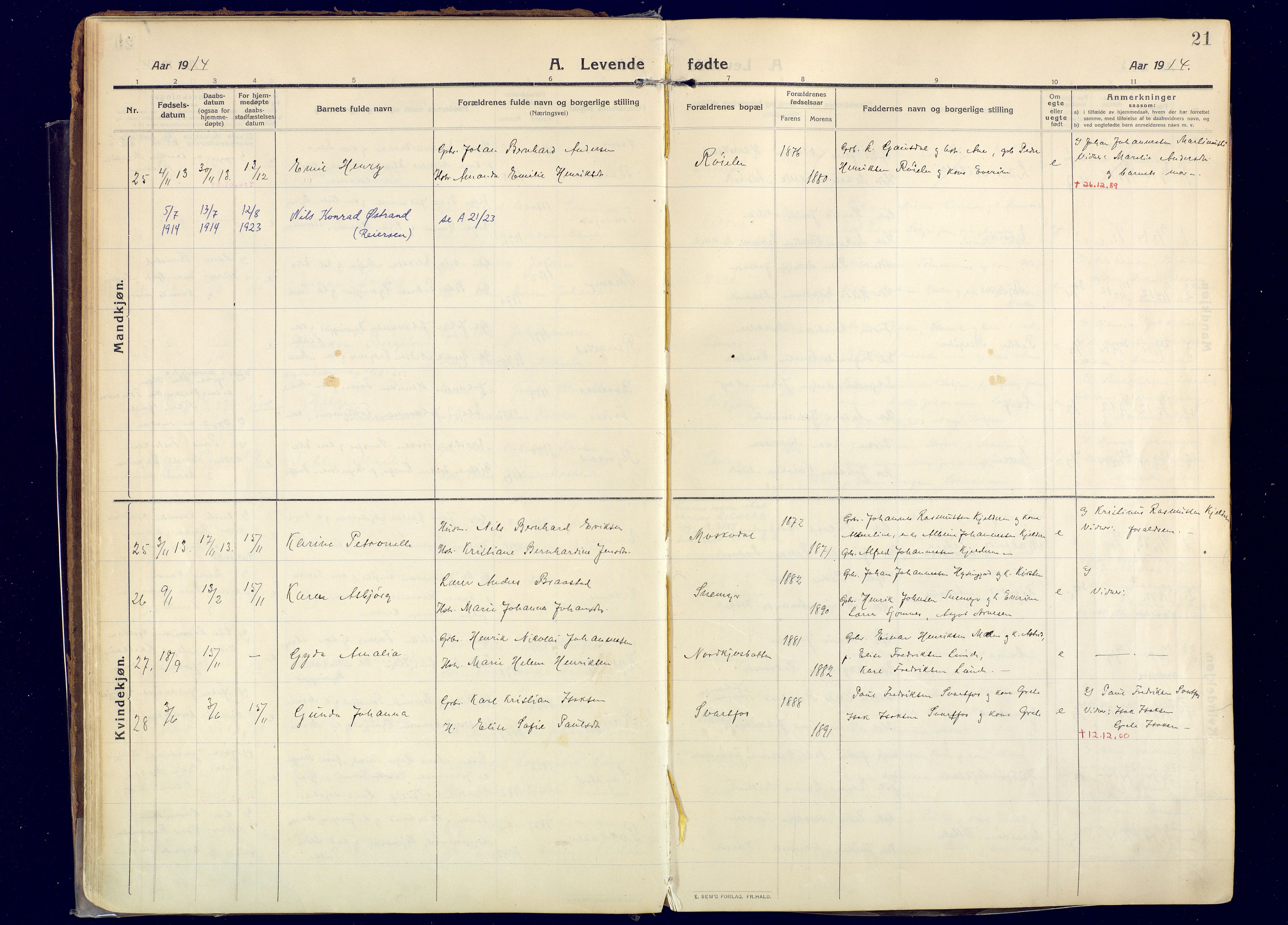 Skjervøy sokneprestkontor, AV/SATØ-S-1300/H/Ha/Haa: Parish register (official) no. 20, 1911-1931, p. 21