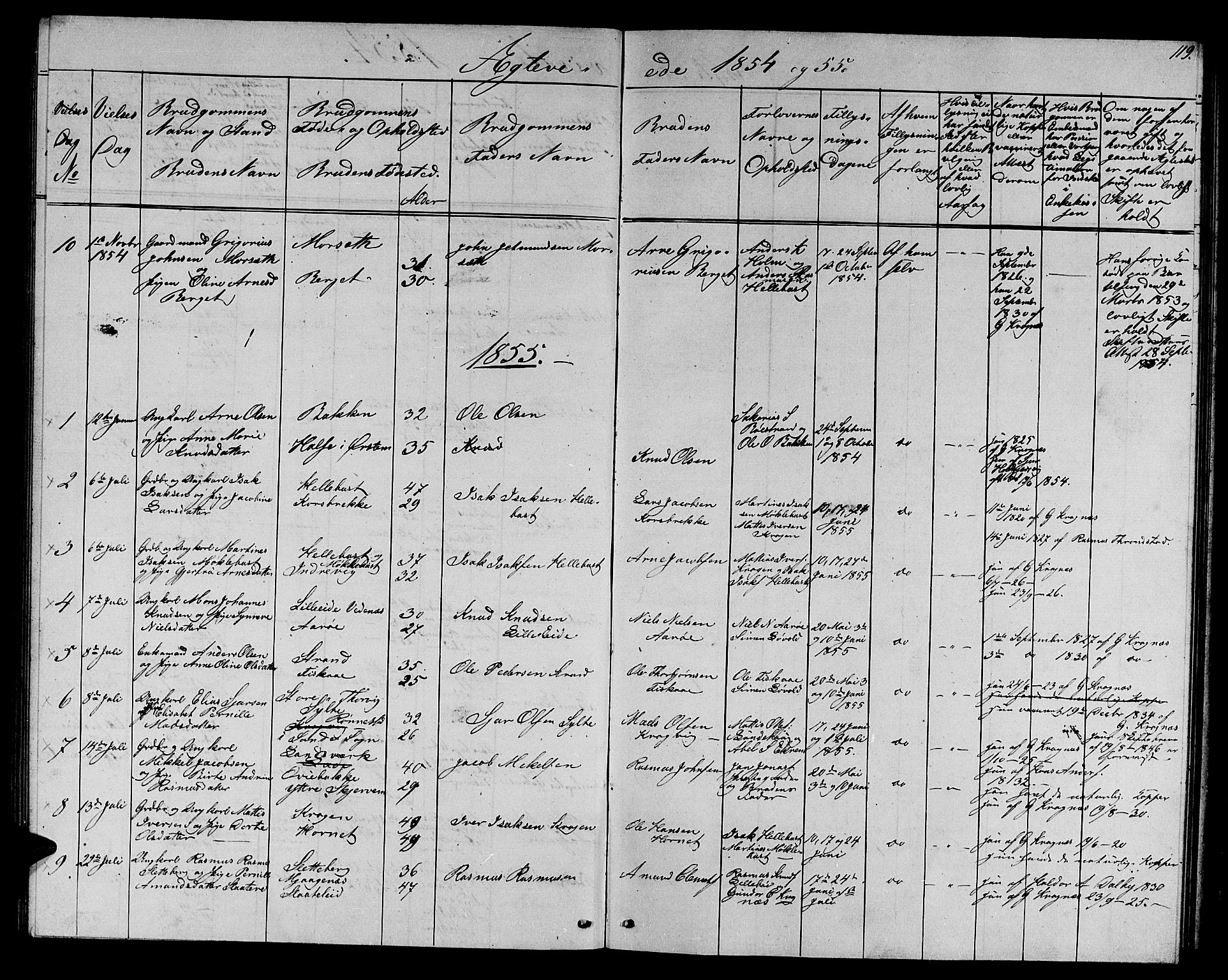 Ministerialprotokoller, klokkerbøker og fødselsregistre - Møre og Romsdal, AV/SAT-A-1454/501/L0015: Parish register (copy) no. 501C01, 1854-1867, p. 119