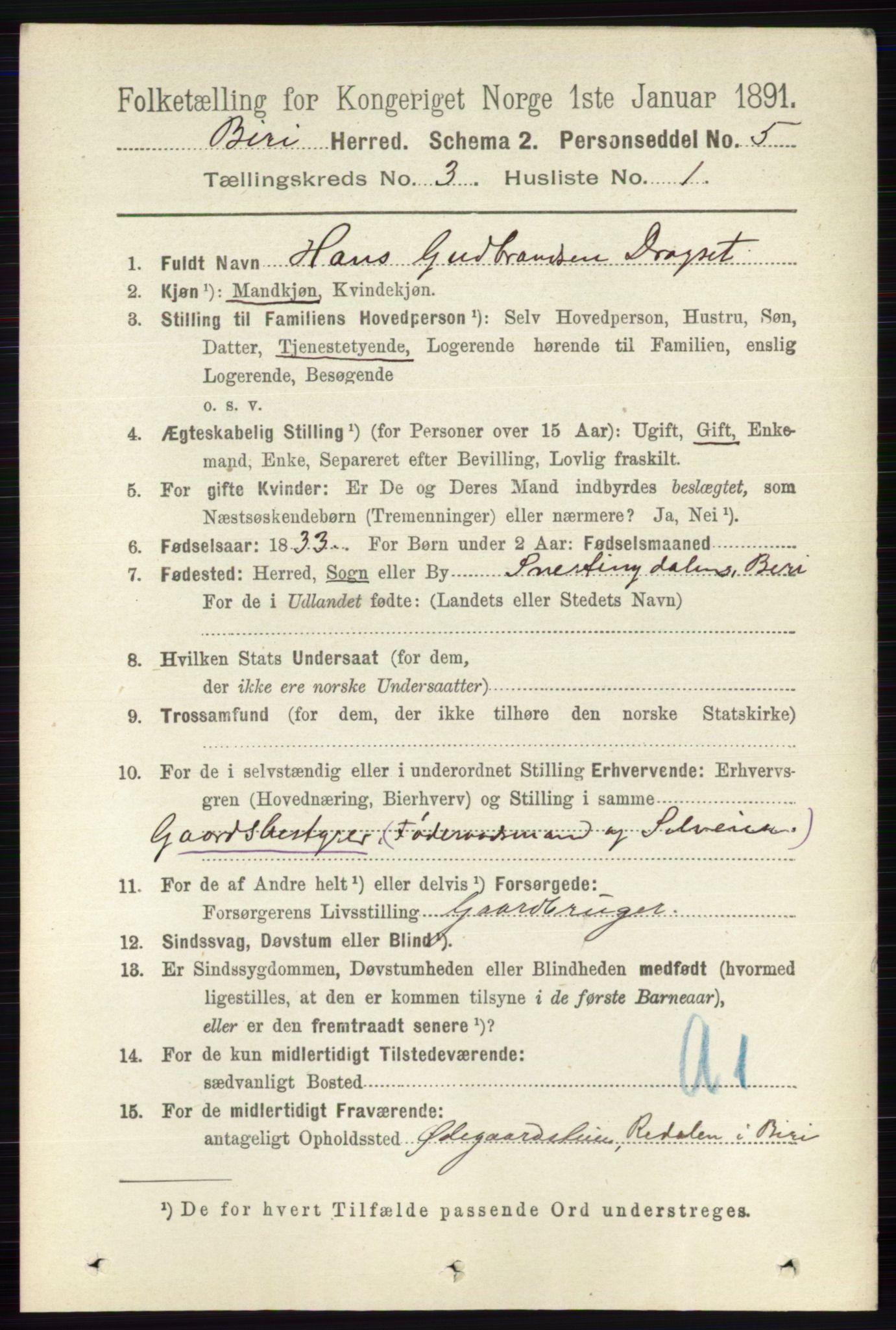 RA, 1891 census for 0525 Biri, 1891, p. 907