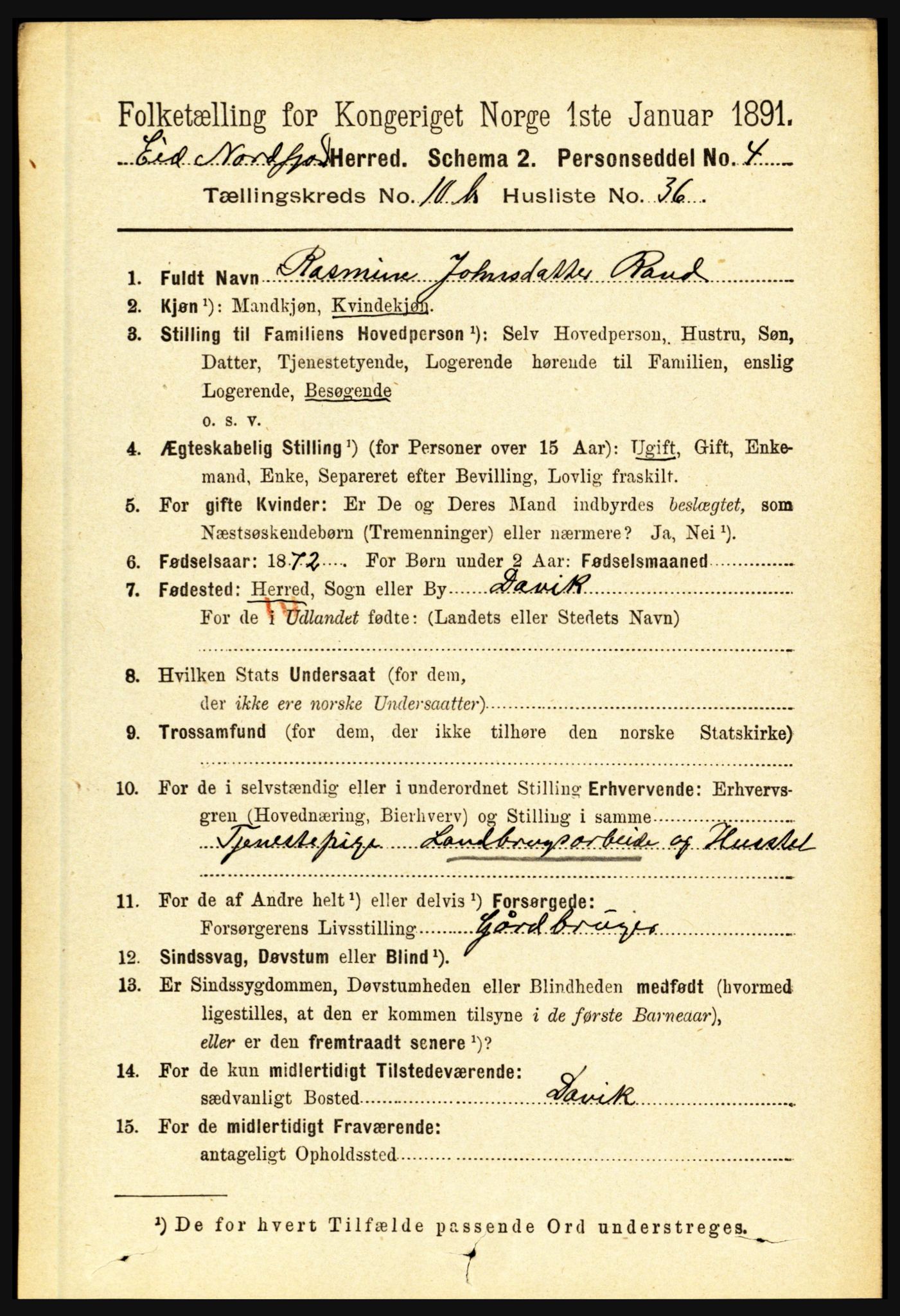 RA, 1891 census for 1443 Eid, 1891, p. 3557
