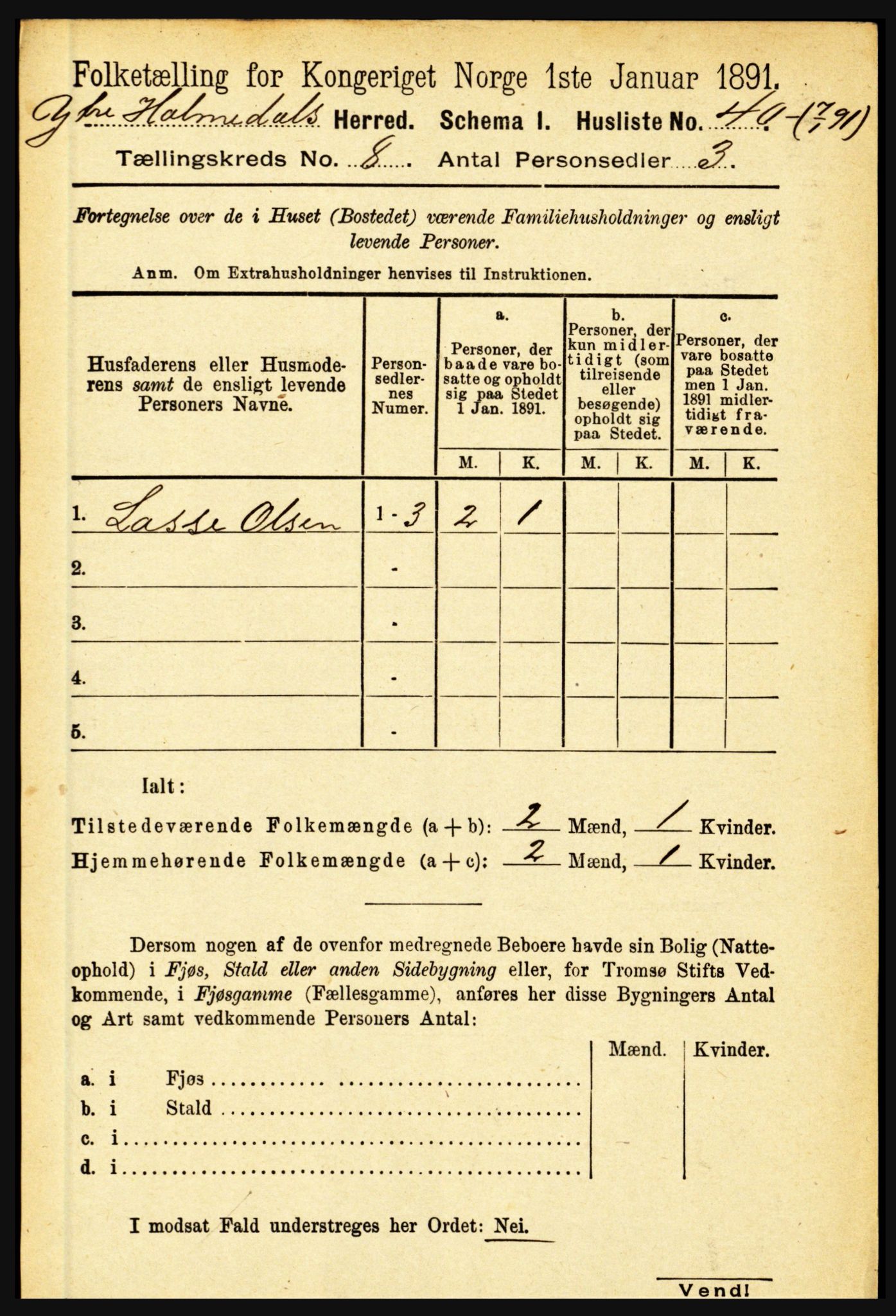 RA, 1891 census for 1429 Ytre Holmedal, 1891, p. 1759