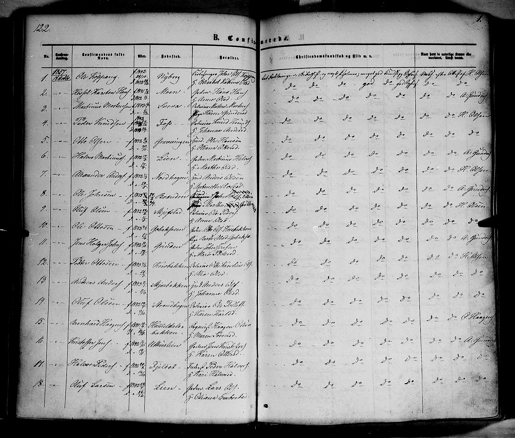 Elverum prestekontor, SAH/PREST-044/H/Ha/Haa/L0010: Parish register (official) no. 10, 1857-1868, p. 122