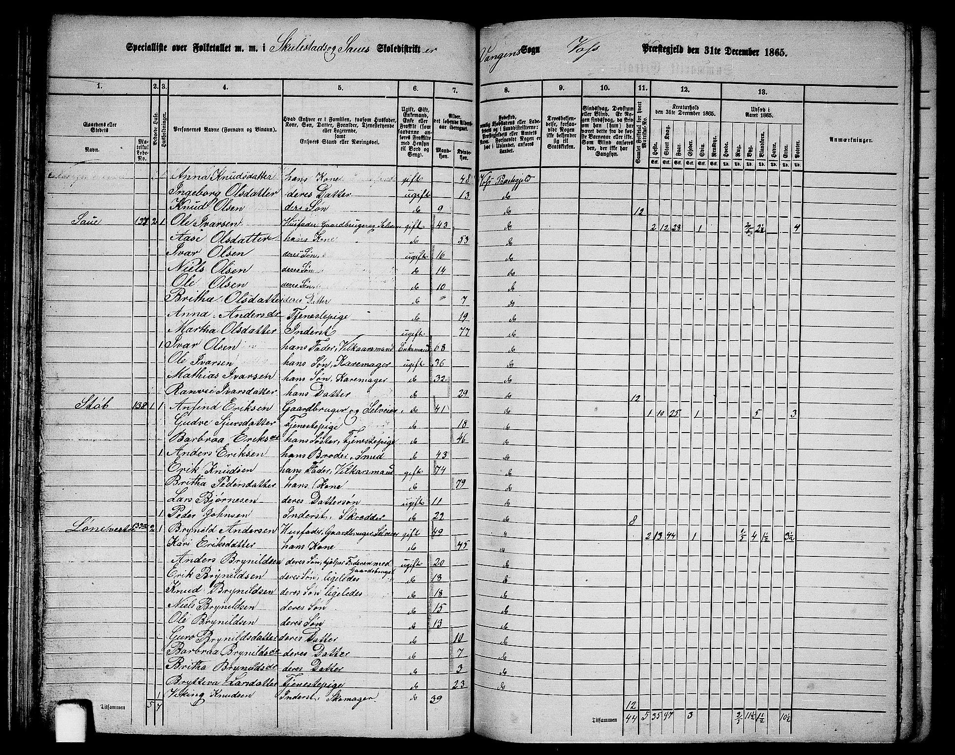 RA, 1865 census for Voss, 1865, p. 77