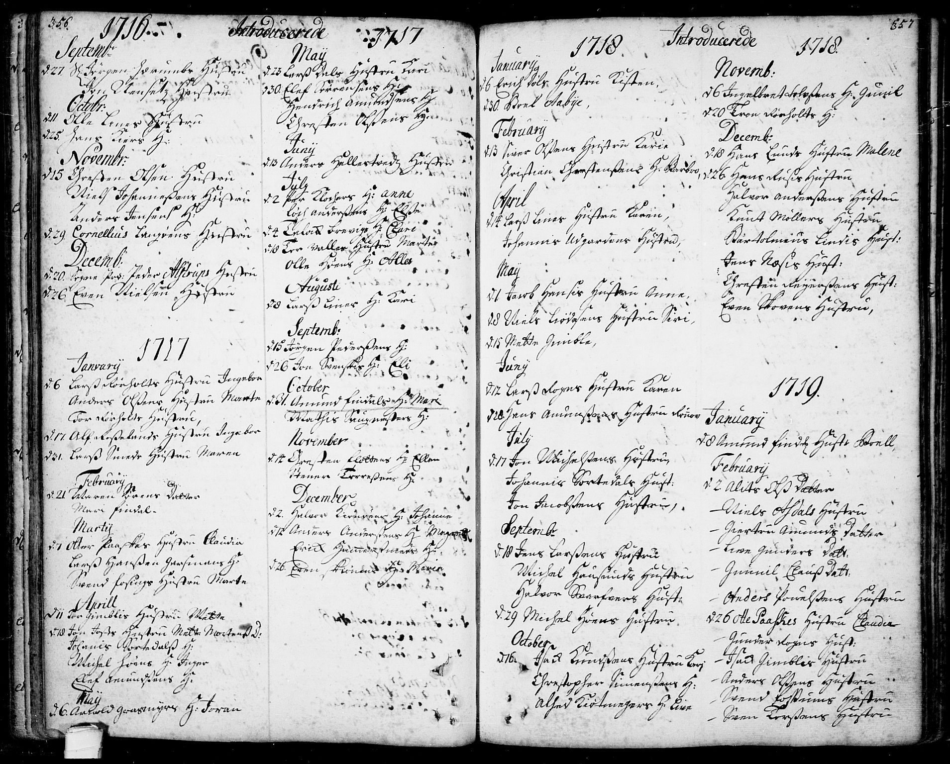 Bamble kirkebøker, SAKO/A-253/F/Fa/L0001: Parish register (official) no. I 1, 1702-1774, p. 356-357