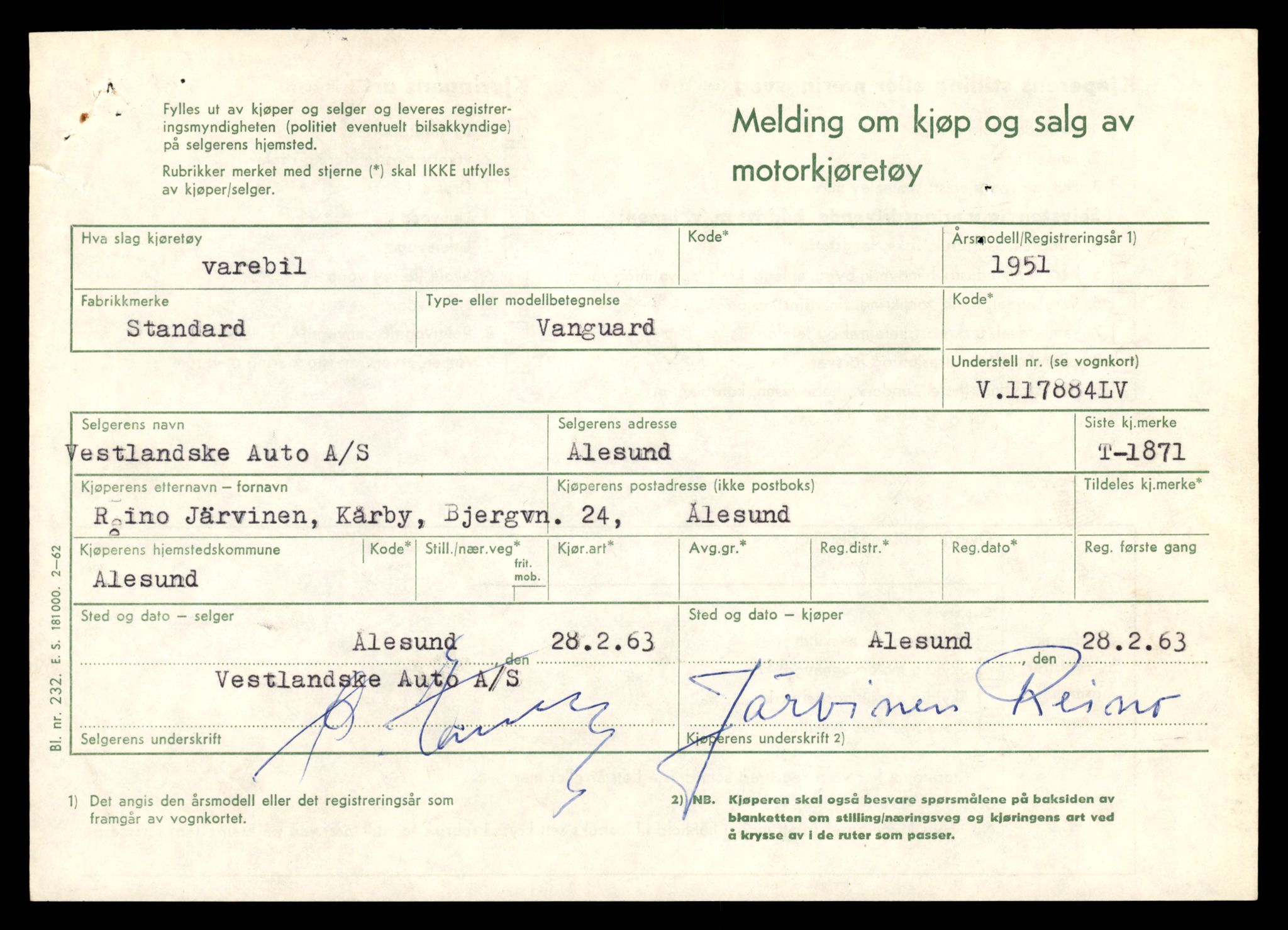 Møre og Romsdal vegkontor - Ålesund trafikkstasjon, AV/SAT-A-4099/F/Fe/L0016: Registreringskort for kjøretøy T 1851 - T 1984, 1927-1998, p. 403