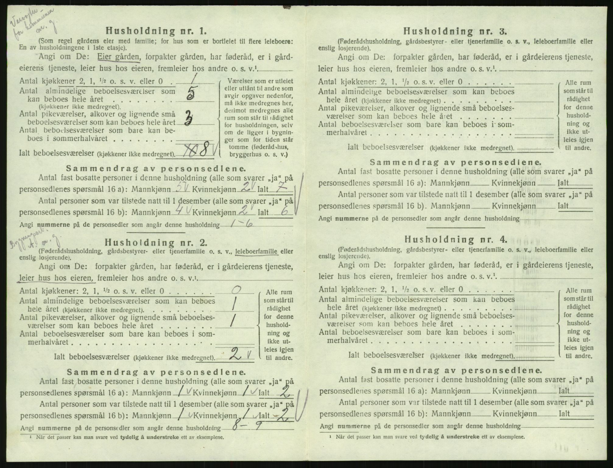 SAK, 1920 census for Hornnes, 1920, p. 292