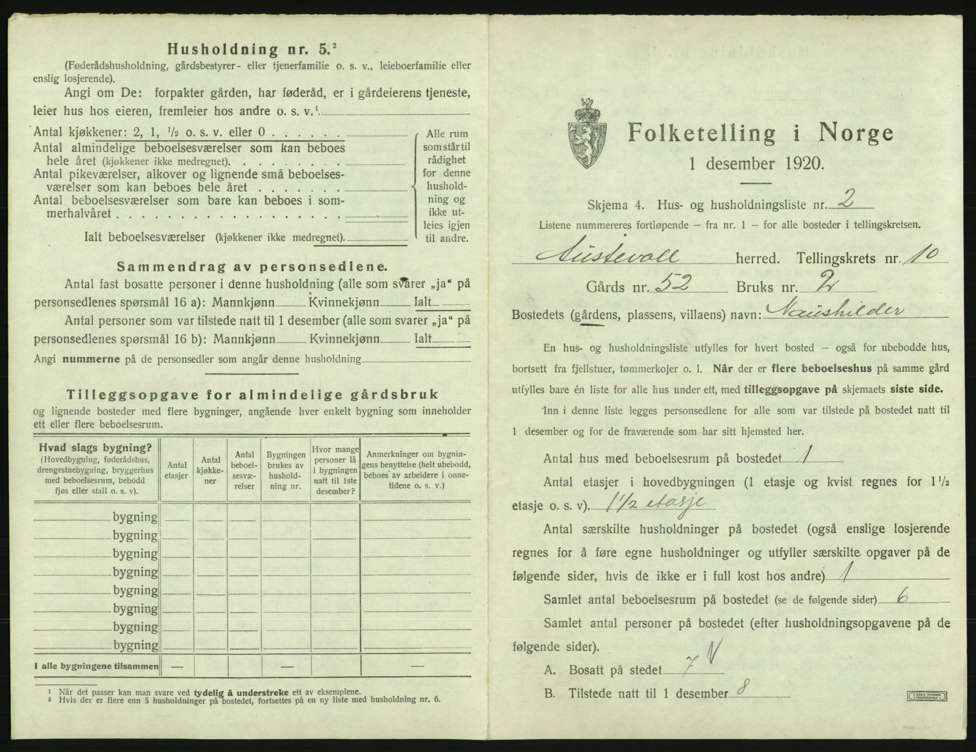 SAB, 1920 census for Austevoll, 1920, p. 744