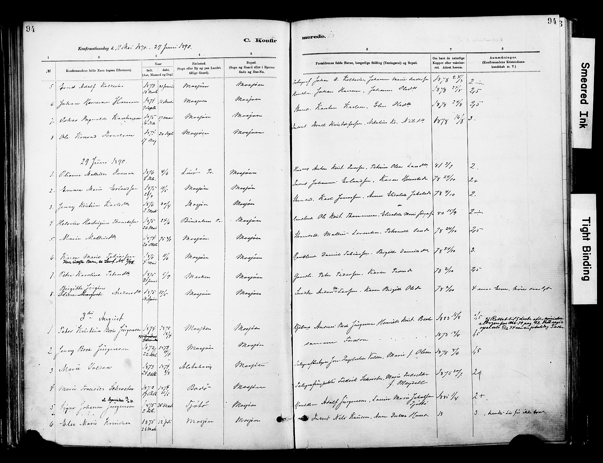 Ministerialprotokoller, klokkerbøker og fødselsregistre - Nordland, SAT/A-1459/820/L0296: Parish register (official) no. 820A17, 1880-1903, p. 94