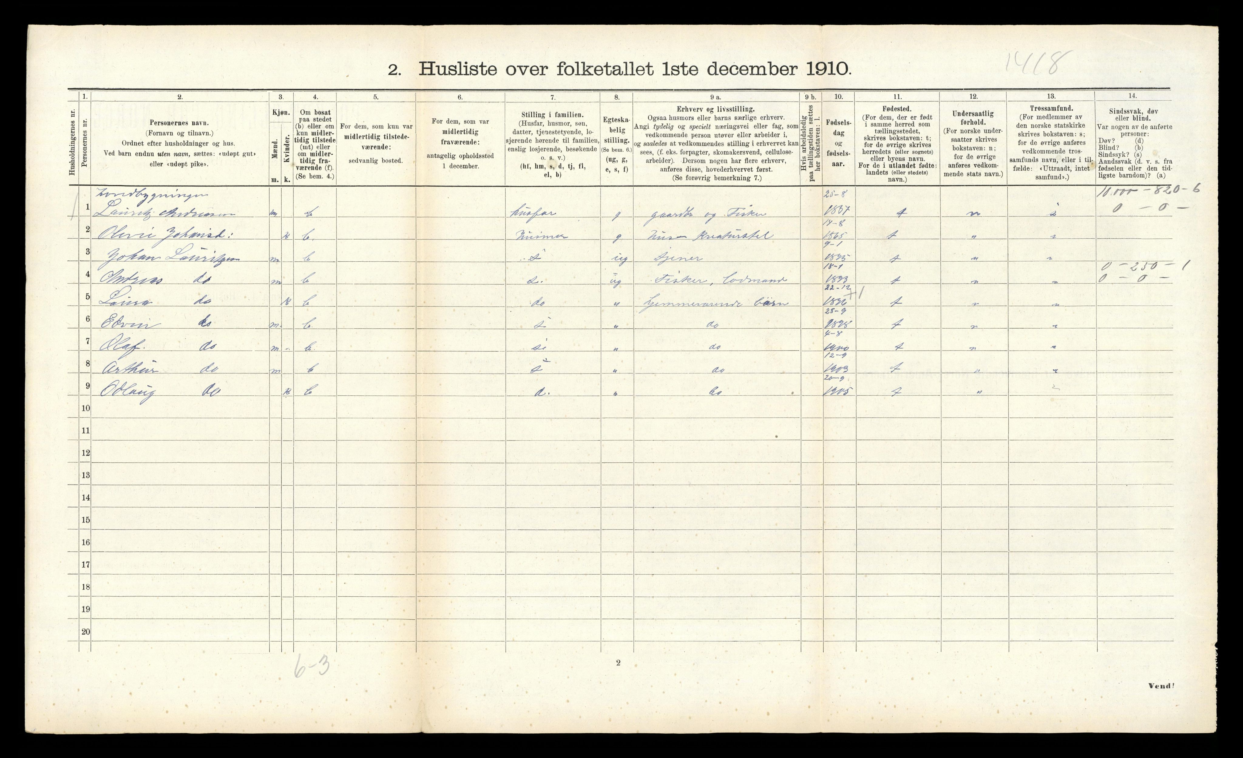 RA, 1910 census for Borgund, 1910, p. 1040