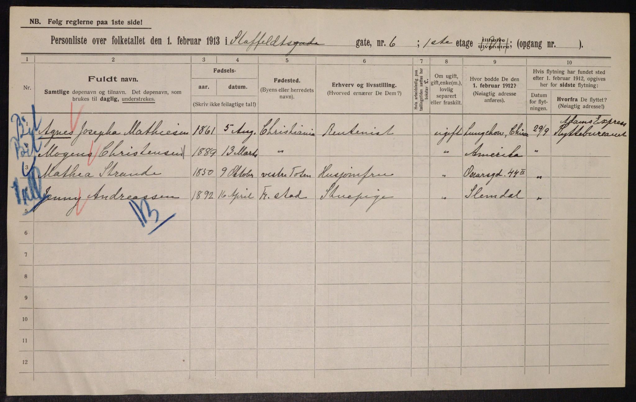 OBA, Municipal Census 1913 for Kristiania, 1913, p. 100689