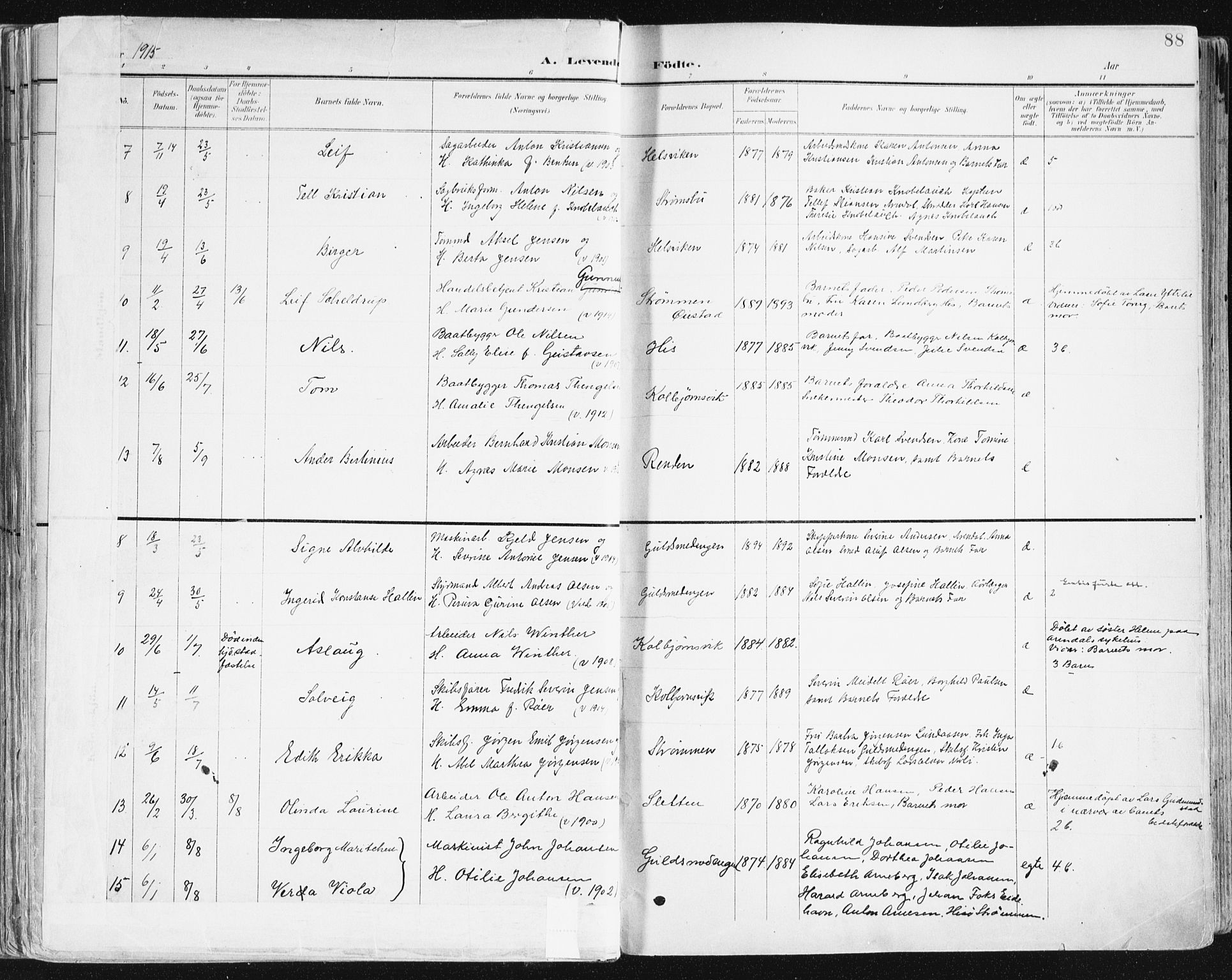 Hisøy sokneprestkontor, AV/SAK-1111-0020/F/Fa/L0004: Parish register (official) no. A 4, 1895-1917, p. 88