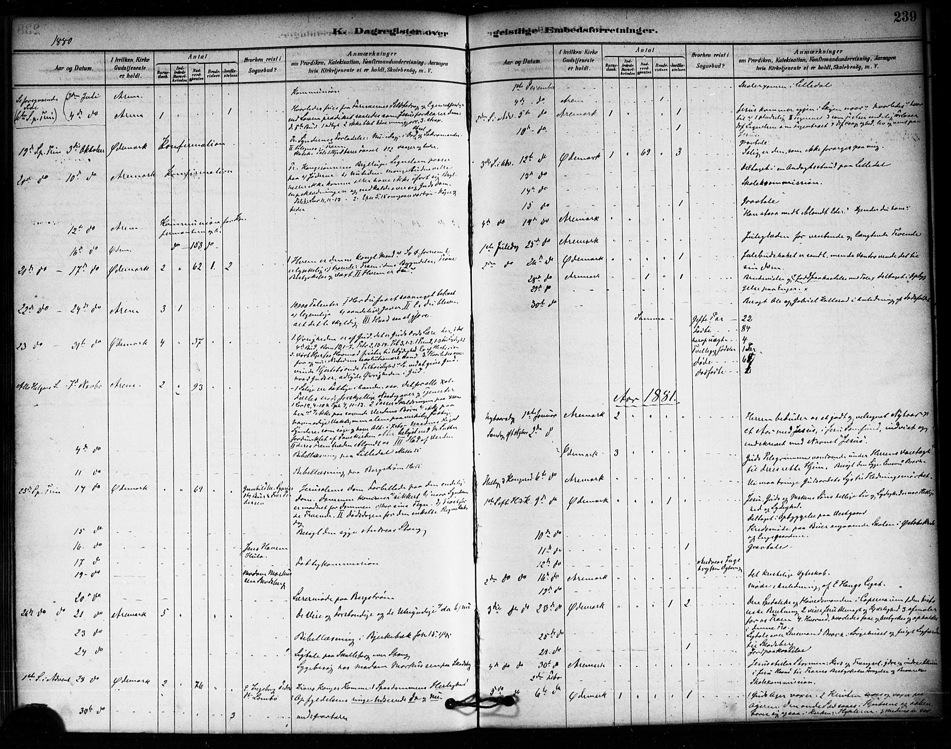 Aremark prestekontor Kirkebøker, AV/SAO-A-10899/F/Fa/L0005: Parish register (official) no. I 5, 1878-1897, p. 239