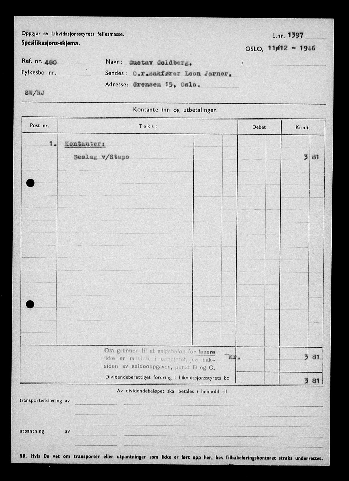 Justisdepartementet, Tilbakeføringskontoret for inndratte formuer, AV/RA-S-1564/H/Hc/Hcc/L0939: --, 1945-1947, p. 210