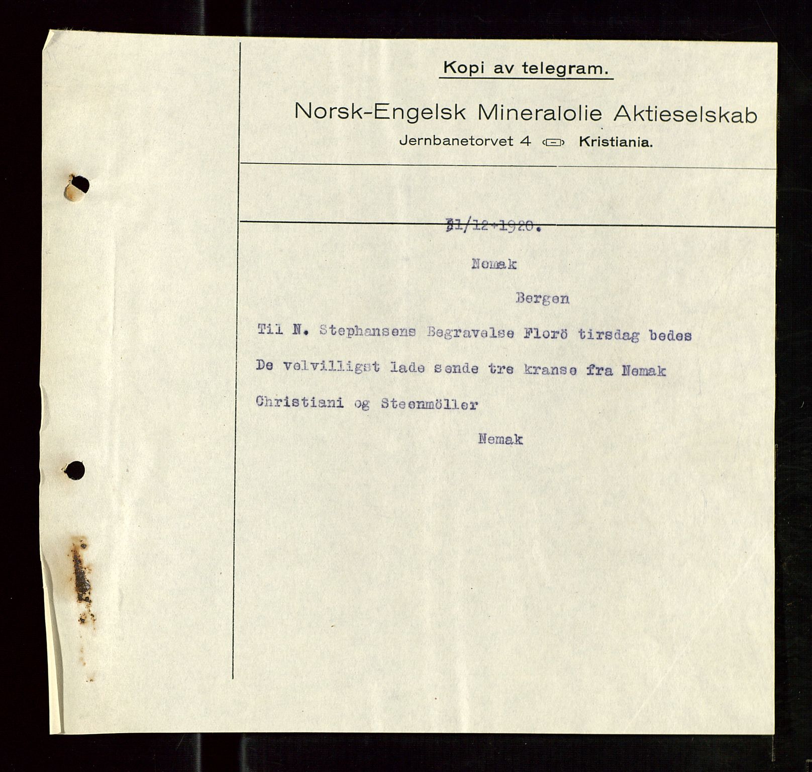 Pa 1521 - A/S Norske Shell, SAST/A-101915/E/Ea/Eaa/L0010: Sjefskorrespondanse, 1920, p. 25