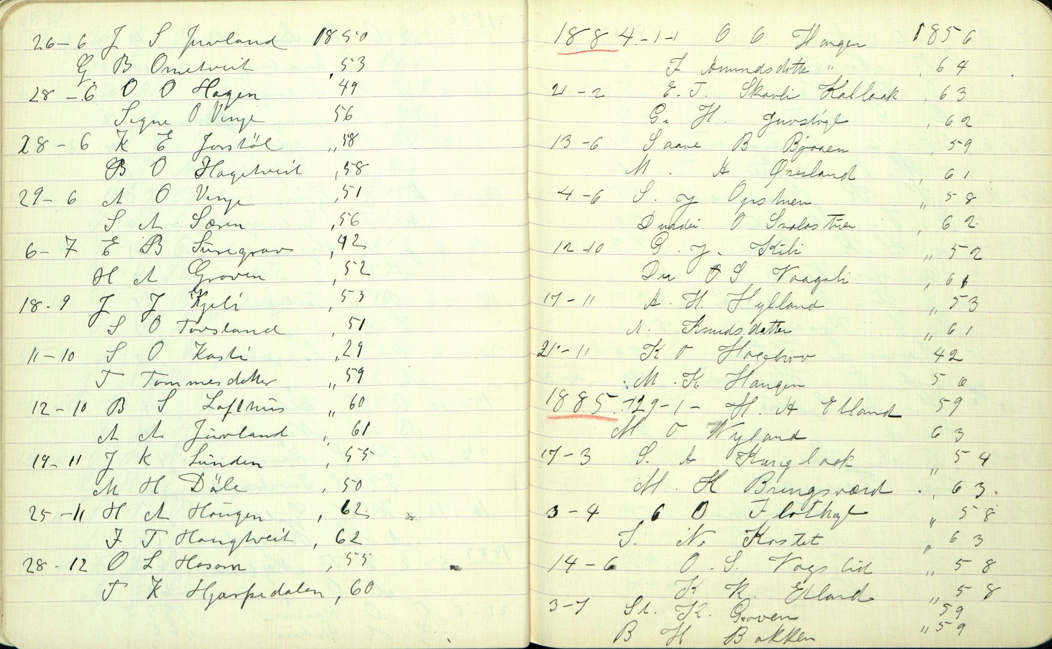 Rikard Berge, TEMU/TGM-A-1003/F/L0002/0022: 031-060 Innholdslister / 52 Avskrift av kyrkjeboki for Vinje. Vinje "Copulerede" 1843-1900. Rauland do. 1846-48, 1907