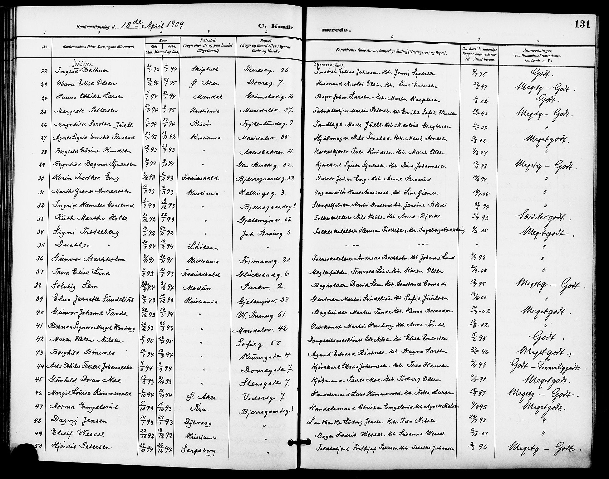 Gamle Aker prestekontor Kirkebøker, SAO/A-10617a/F/L0012: Parish register (official) no. 12, 1898-1910, p. 131