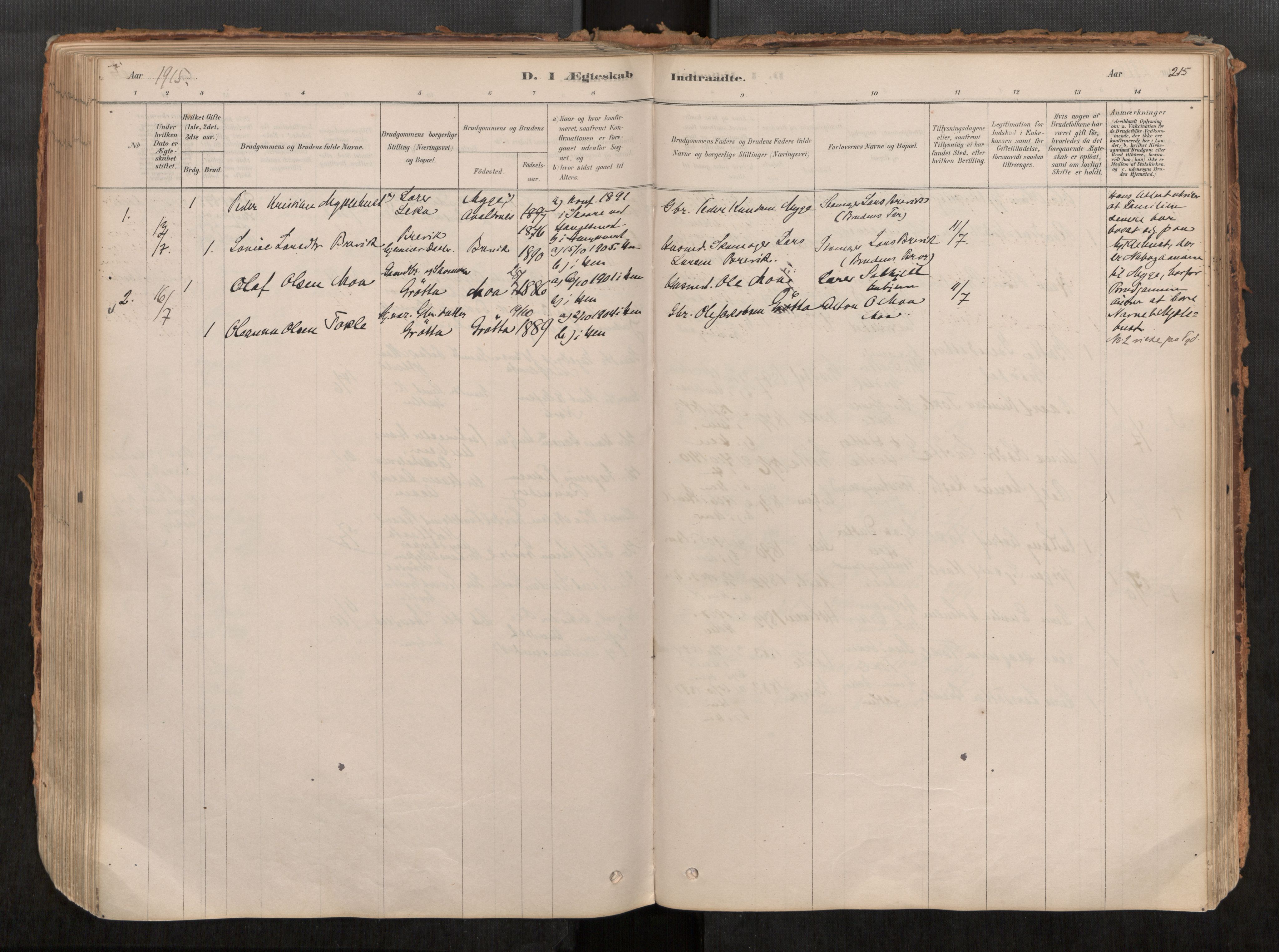 Ministerialprotokoller, klokkerbøker og fødselsregistre - Møre og Romsdal, AV/SAT-A-1454/545/L0594: Parish register (official) no. 545A03, 1878-1920, p. 215