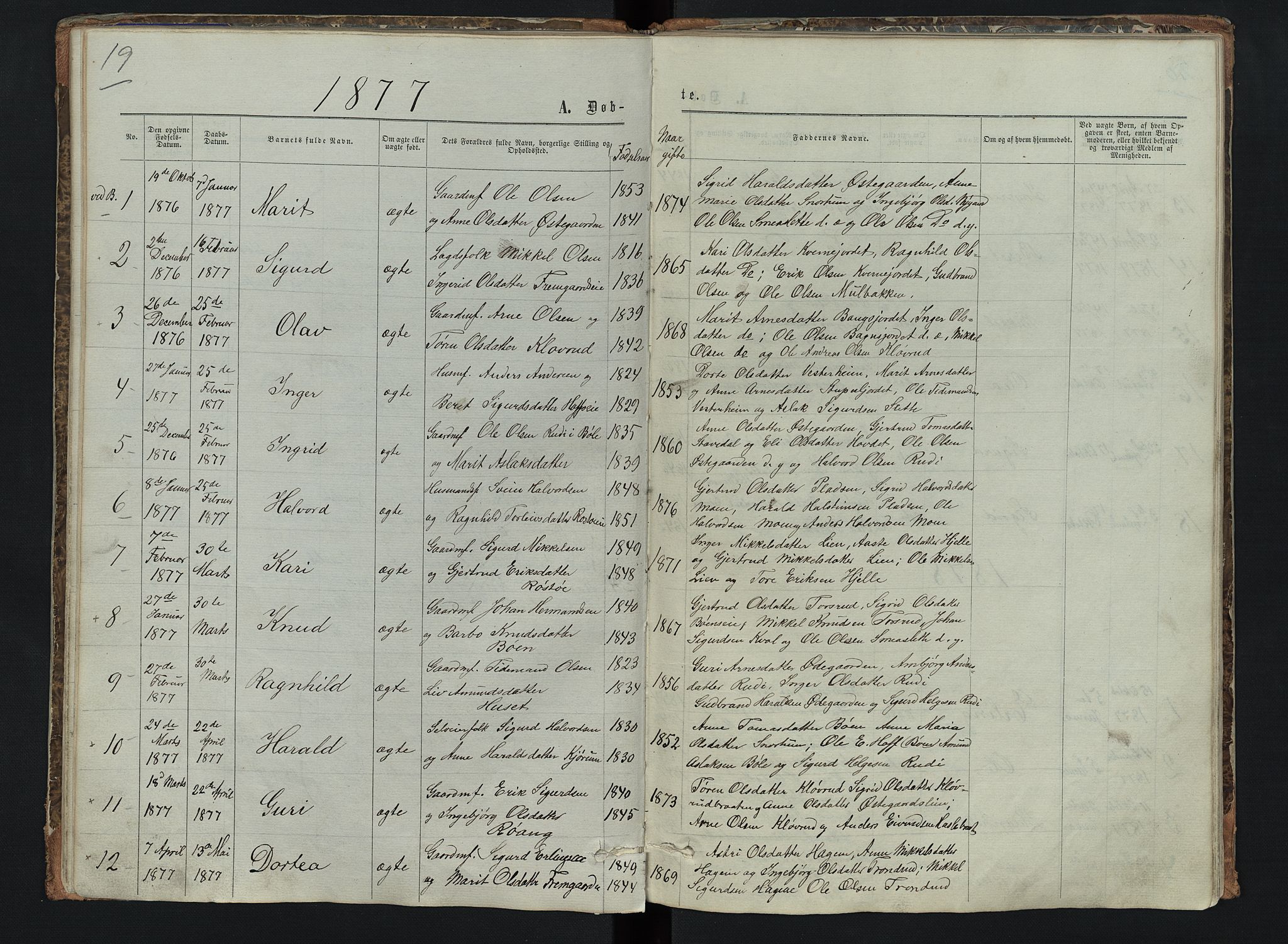 Sør-Aurdal prestekontor, AV/SAH-PREST-128/H/Ha/Hab/L0006: Parish register (copy) no. 6, 1866-1893, p. 19