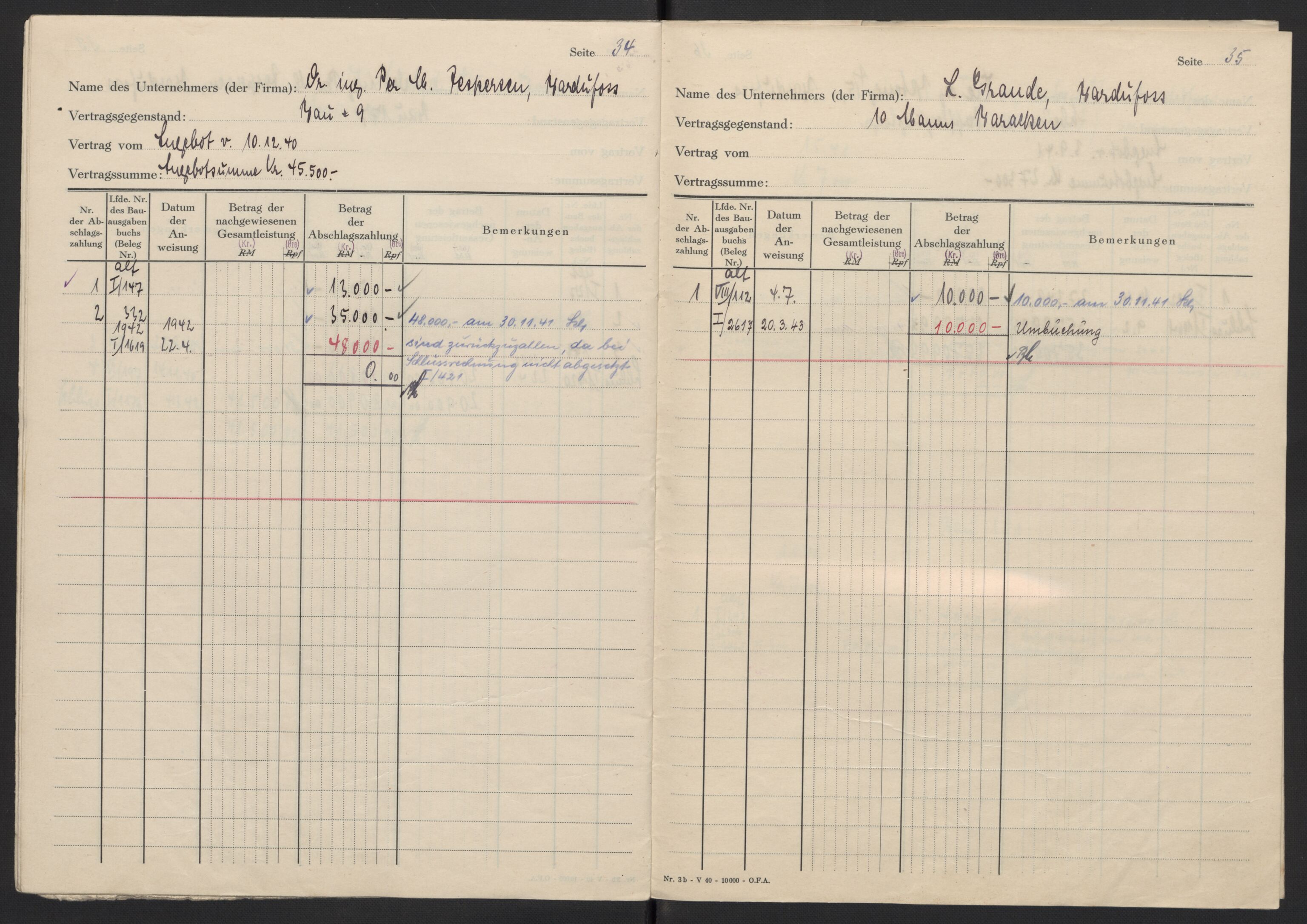 Tyske arkiver, Organisation Todt (OT), Einsatzgruppe Wiking, AV/RA-RAFA-2188/2/F/Fg/Fgb/L0005: Bltg. L.W. Bardufoss: Diverse regnskapsbøker, 1940