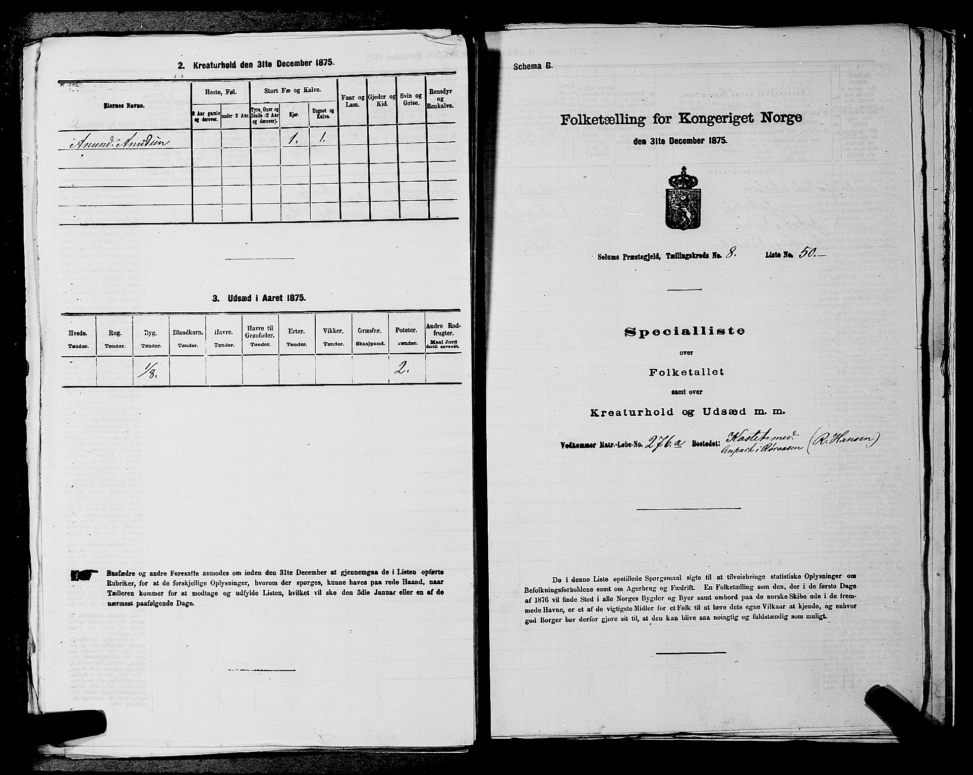 SAKO, 1875 census for 0818P Solum, 1875, p. 1373