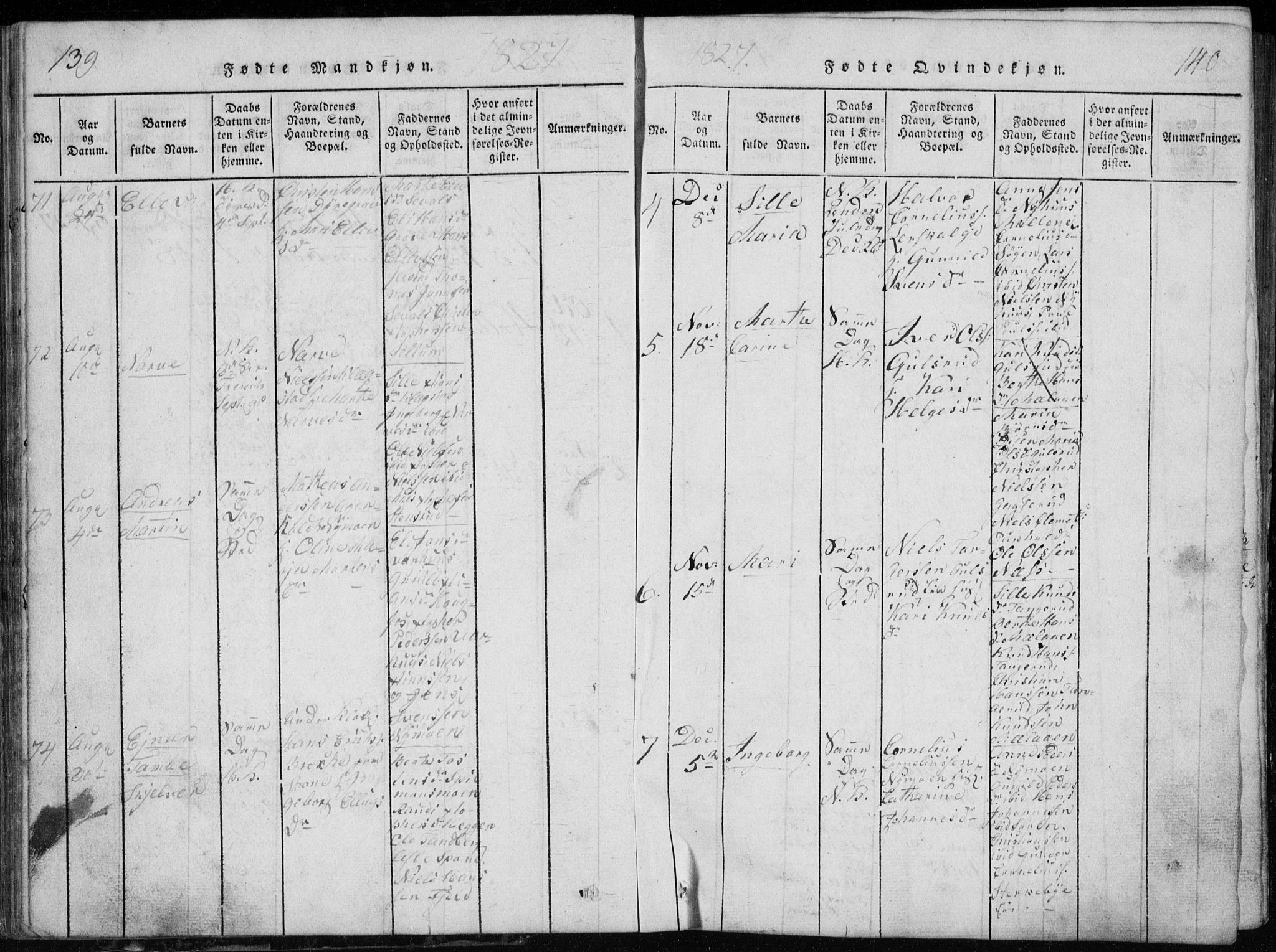 Modum kirkebøker, AV/SAKO-A-234/G/Ga/L0002: Parish register (copy) no. I 2, 1824-1832, p. 139-140