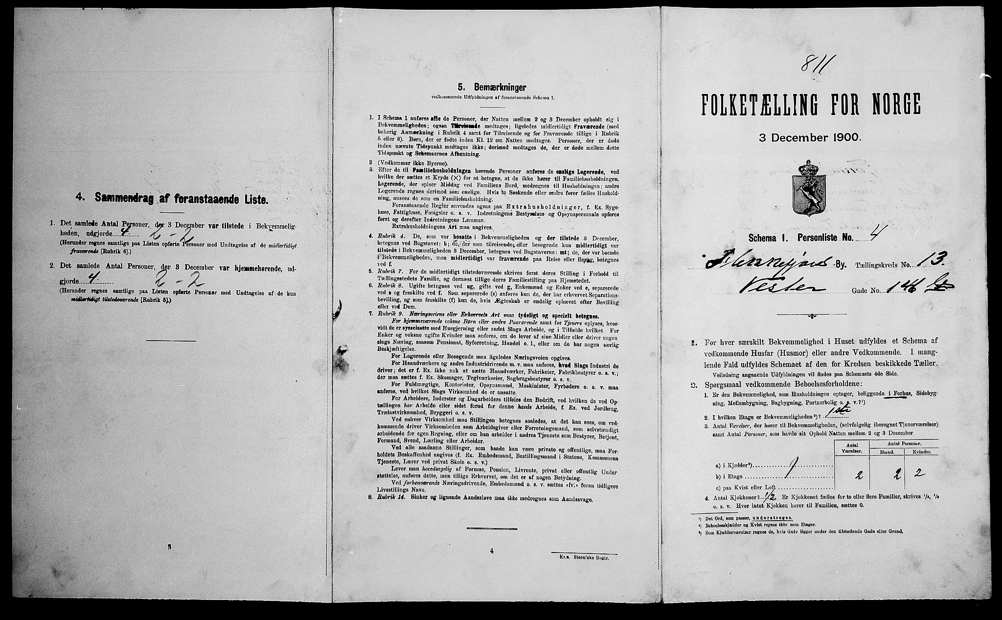 SAK, 1900 census for Flekkefjord, 1900, p. 1196