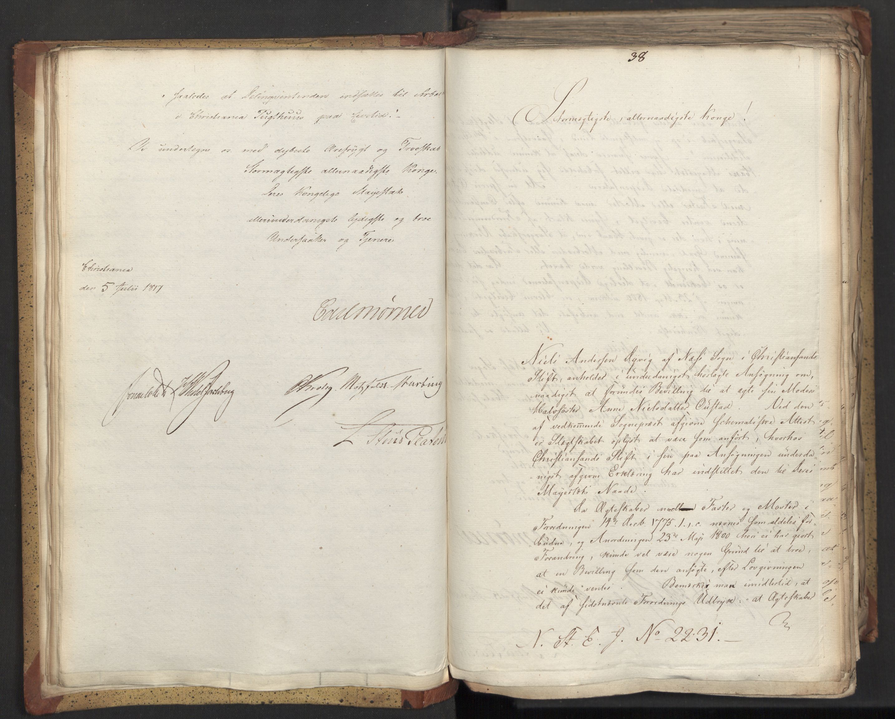 Statsrådsavdelingen i Stockholm, AV/RA-S-1003/D/Da/L0010: Regjeringsinnstillinger nr. 2219-2392, 1817, p. 40
