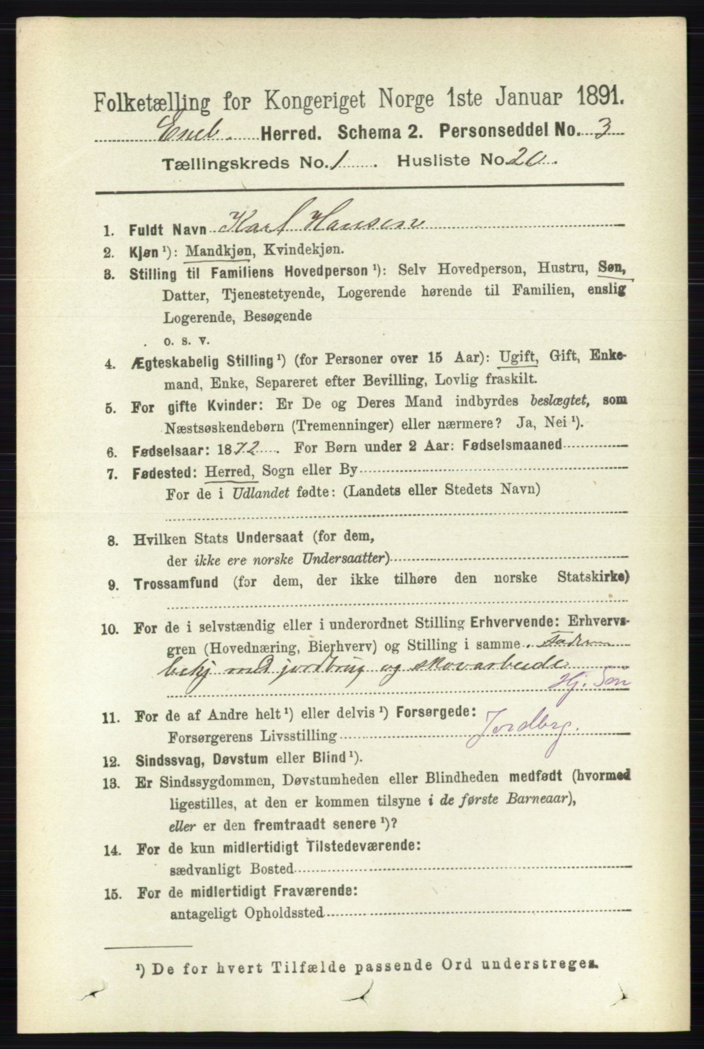 RA, 1891 census for 0229 Enebakk, 1891, p. 224