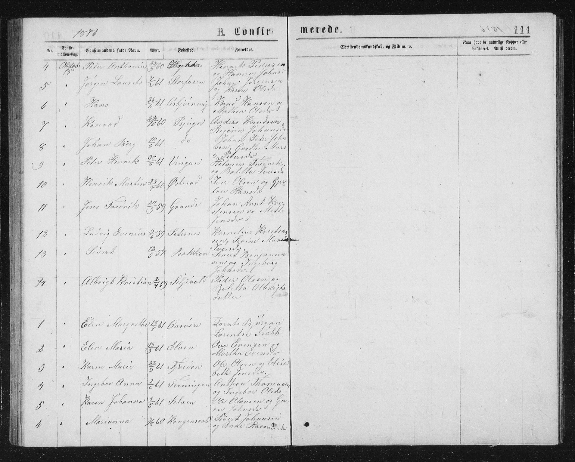 Ministerialprotokoller, klokkerbøker og fødselsregistre - Sør-Trøndelag, AV/SAT-A-1456/662/L0756: Parish register (copy) no. 662C01, 1869-1891, p. 111