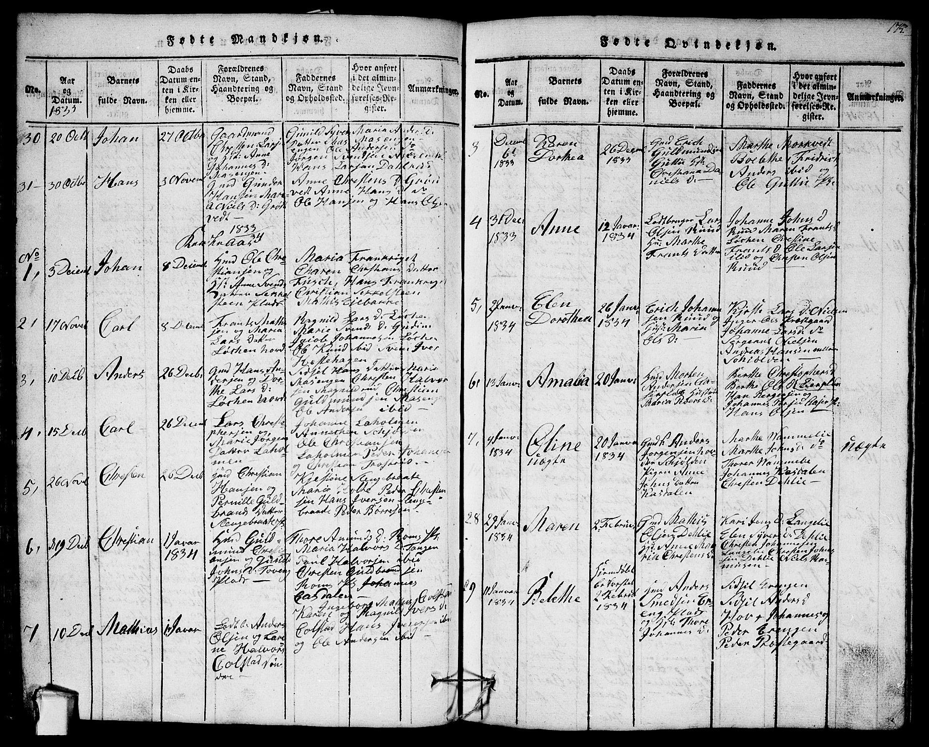Askim prestekontor Kirkebøker, AV/SAO-A-10900/G/Ga/L0001: Parish register (copy) no. 1, 1817-1846, p. 174-175