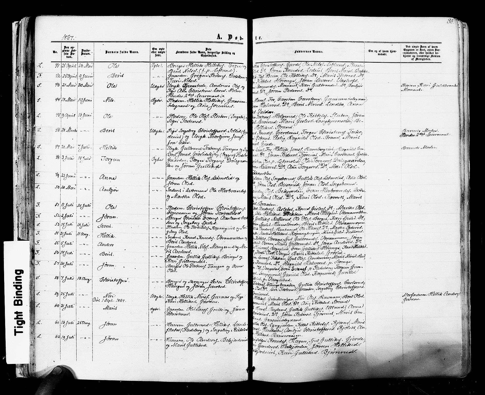 Flesberg kirkebøker, SAKO/A-18/F/Fa/L0007: Parish register (official) no. I 7, 1861-1878, p. 36