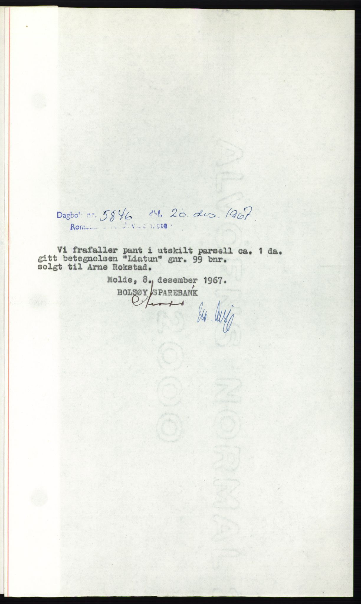 Romsdal sorenskriveri, AV/SAT-A-4149/1/2/2C: Mortgage book no. B4, 1948-1949, Diary no: : 5846/1967