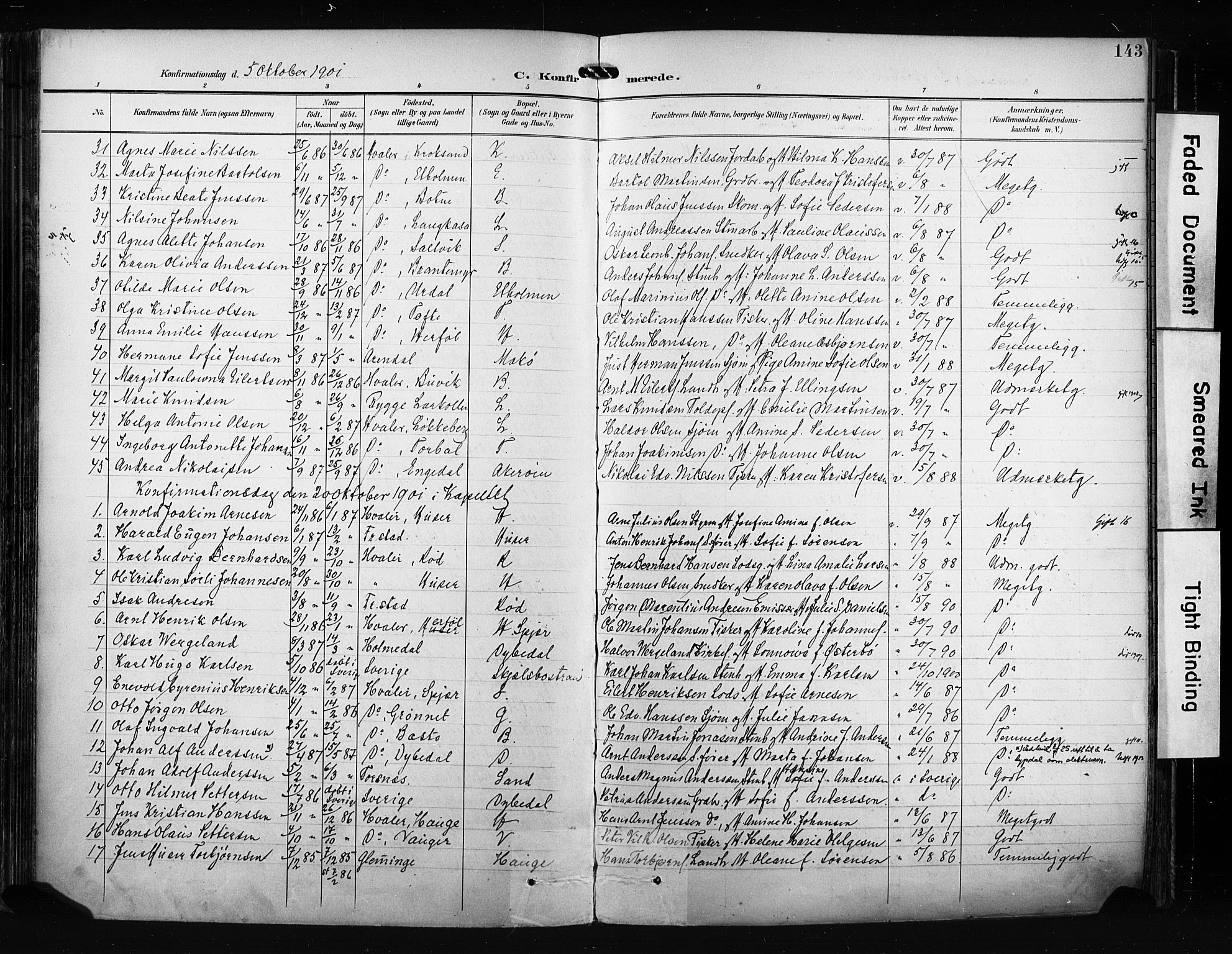 Hvaler prestekontor Kirkebøker, AV/SAO-A-2001/F/Fa/L0009: Parish register (official) no. I 9, 1895-1906, p. 143