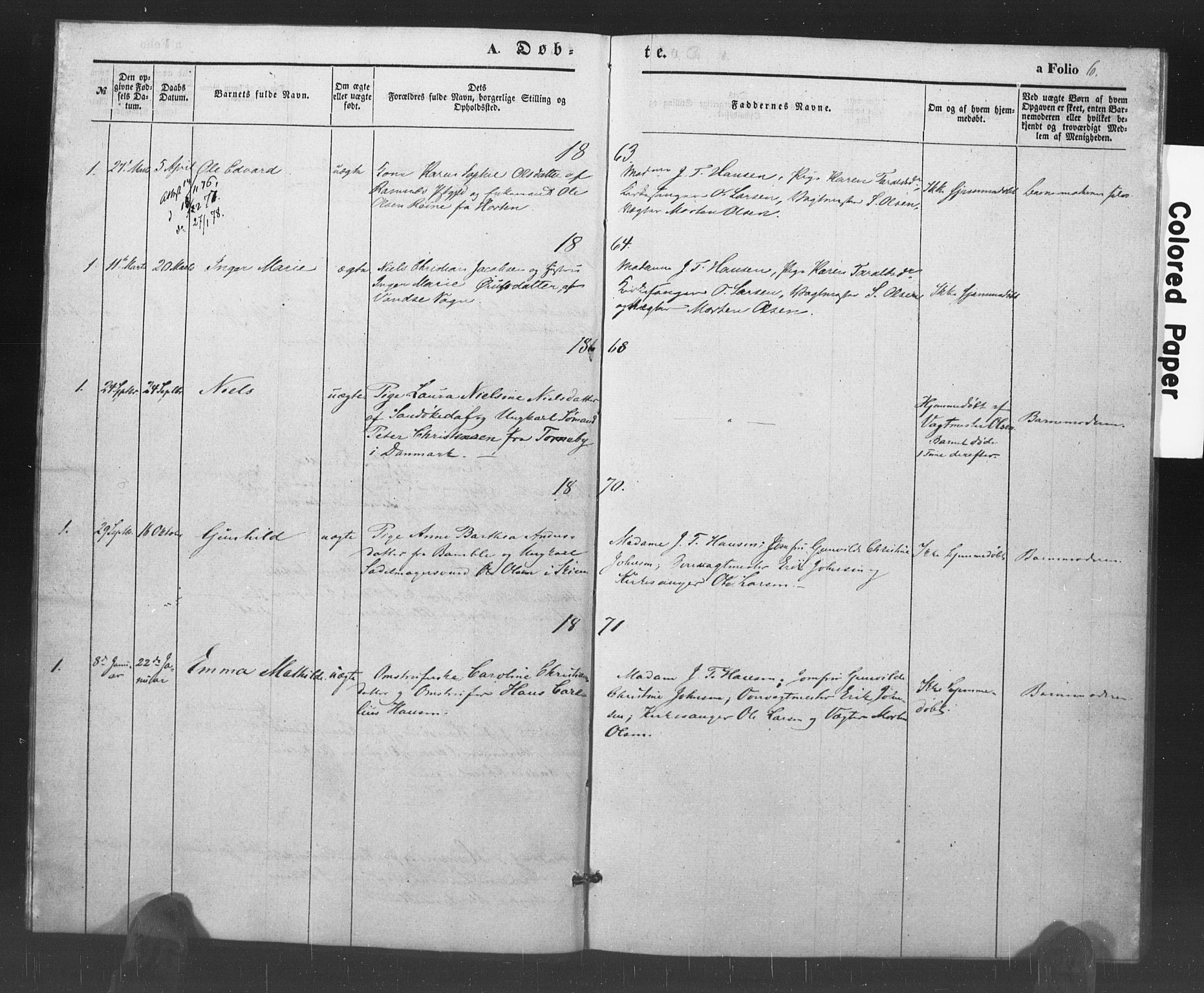 Kristiansand tukthus, SAK/1251-0009/I/Ih/L0001: Parish register (official) no. A 1, 1840-1875, p. 6