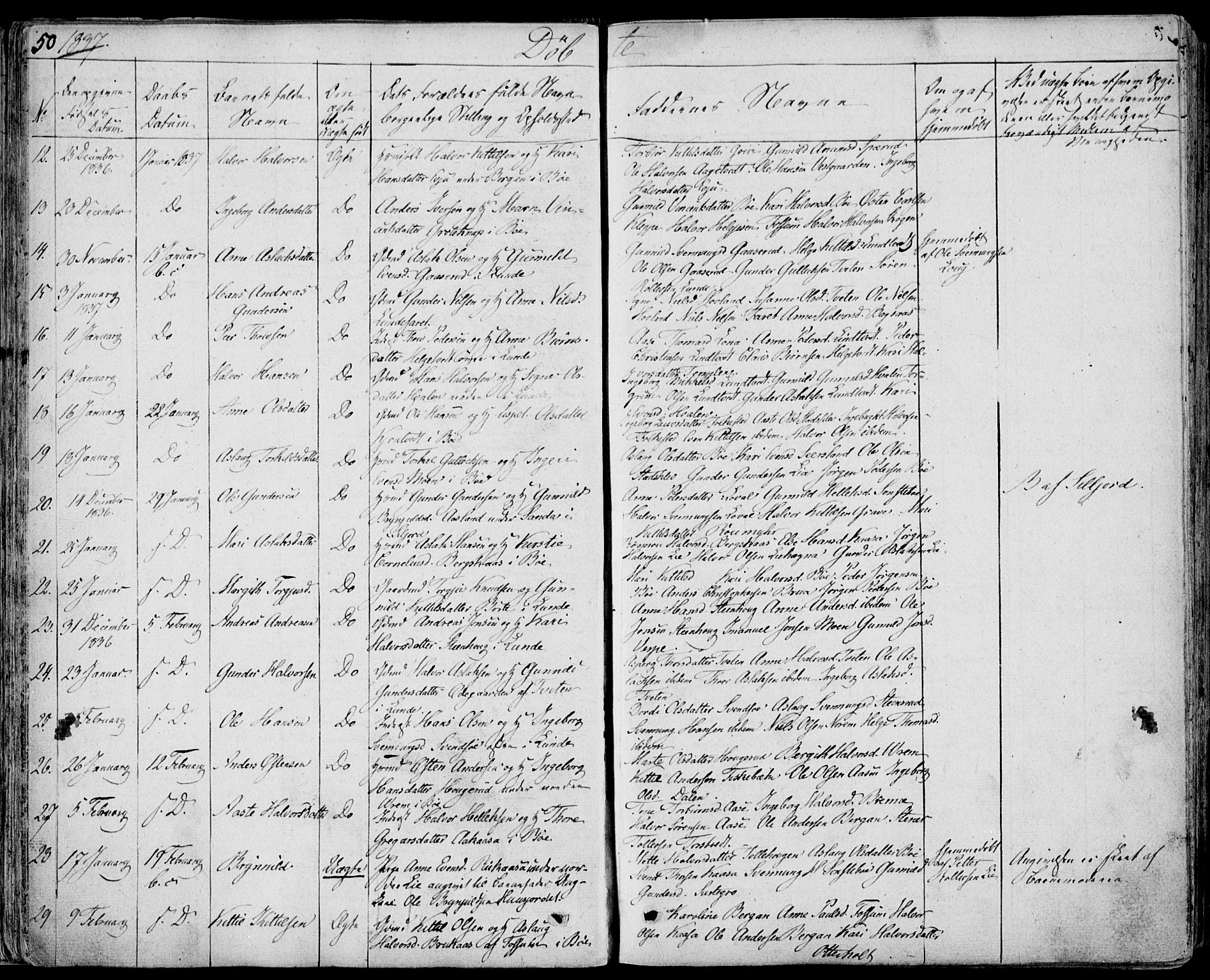 Bø kirkebøker, AV/SAKO-A-257/F/Fa/L0007: Parish register (official) no. 7, 1831-1848, p. 50